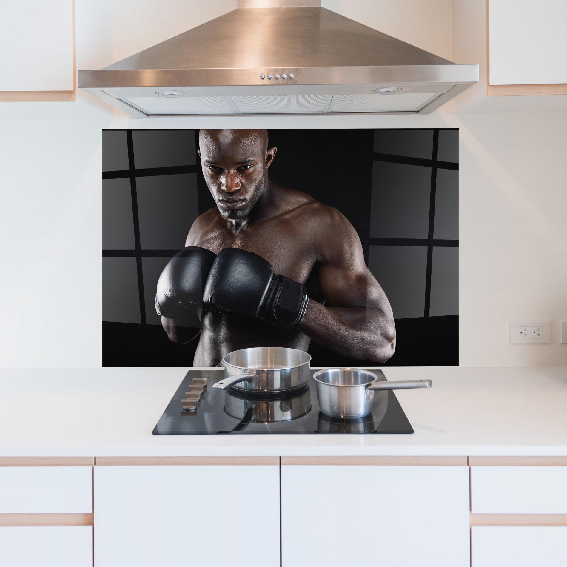 Стъклен панел за кухня Powerful Fighter mockup 5