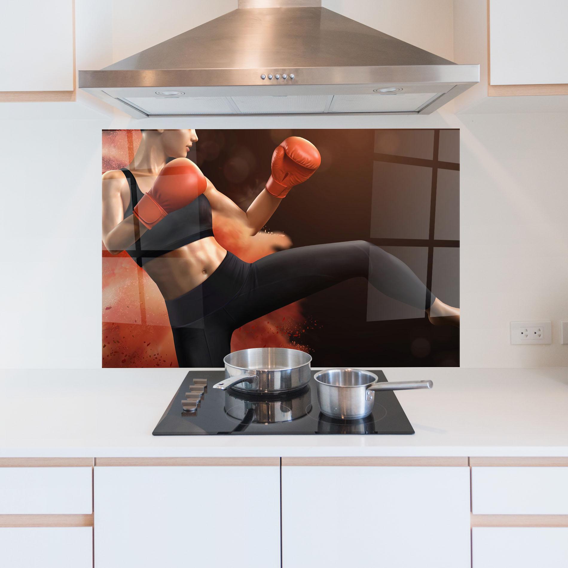 Стъклен панел за кухня Woman Box mockup 5