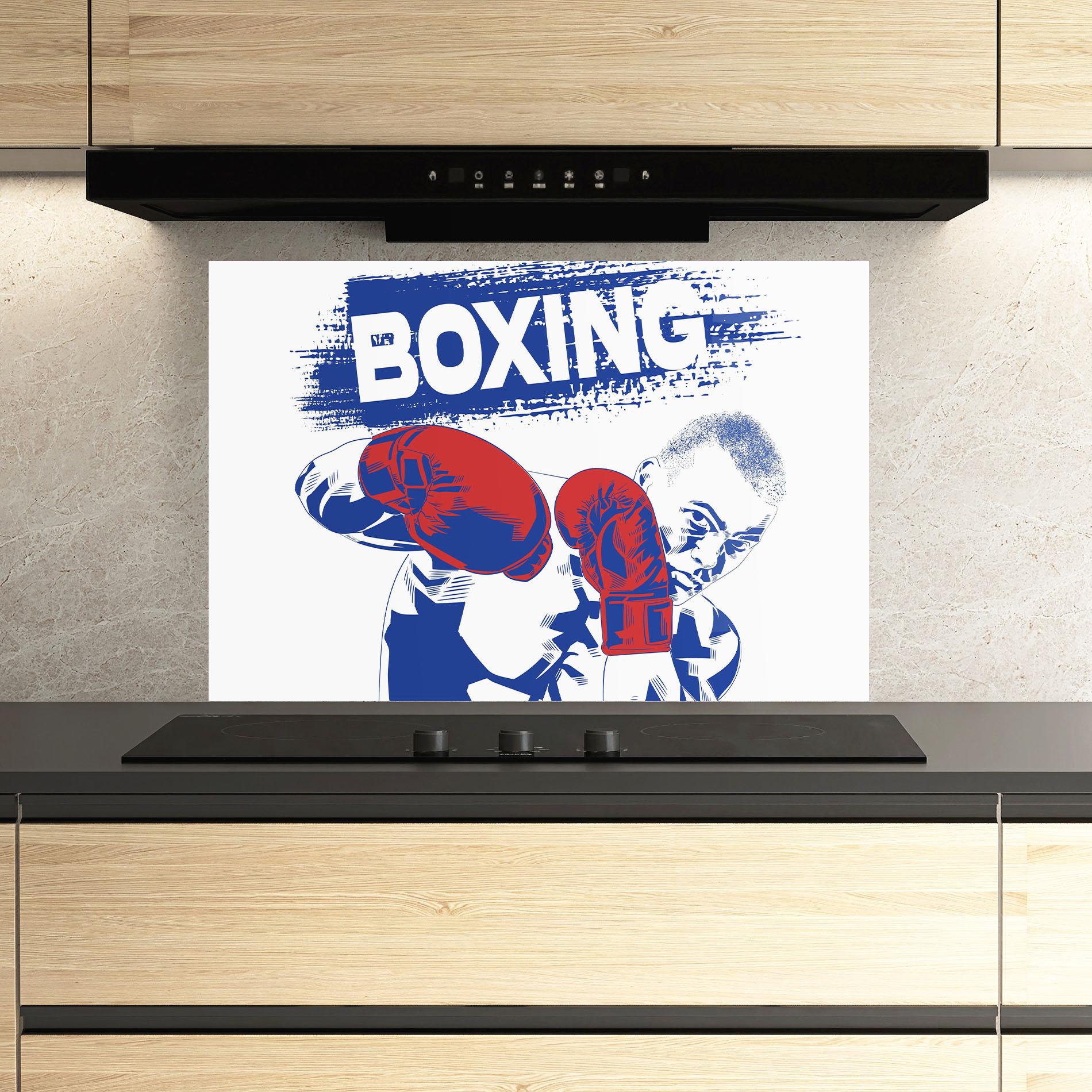 Стъклен панел за кухня Blue Boxing mockup 3