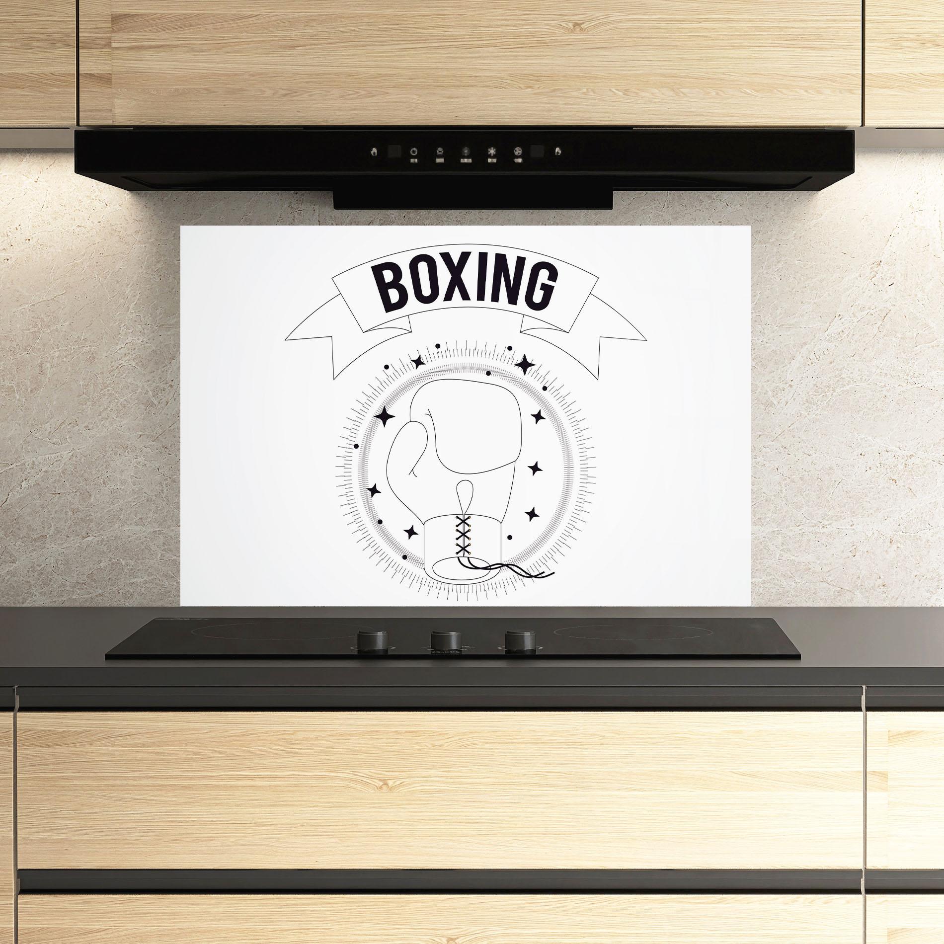 Стъклен панел за кухня Boxing Line mockup 3