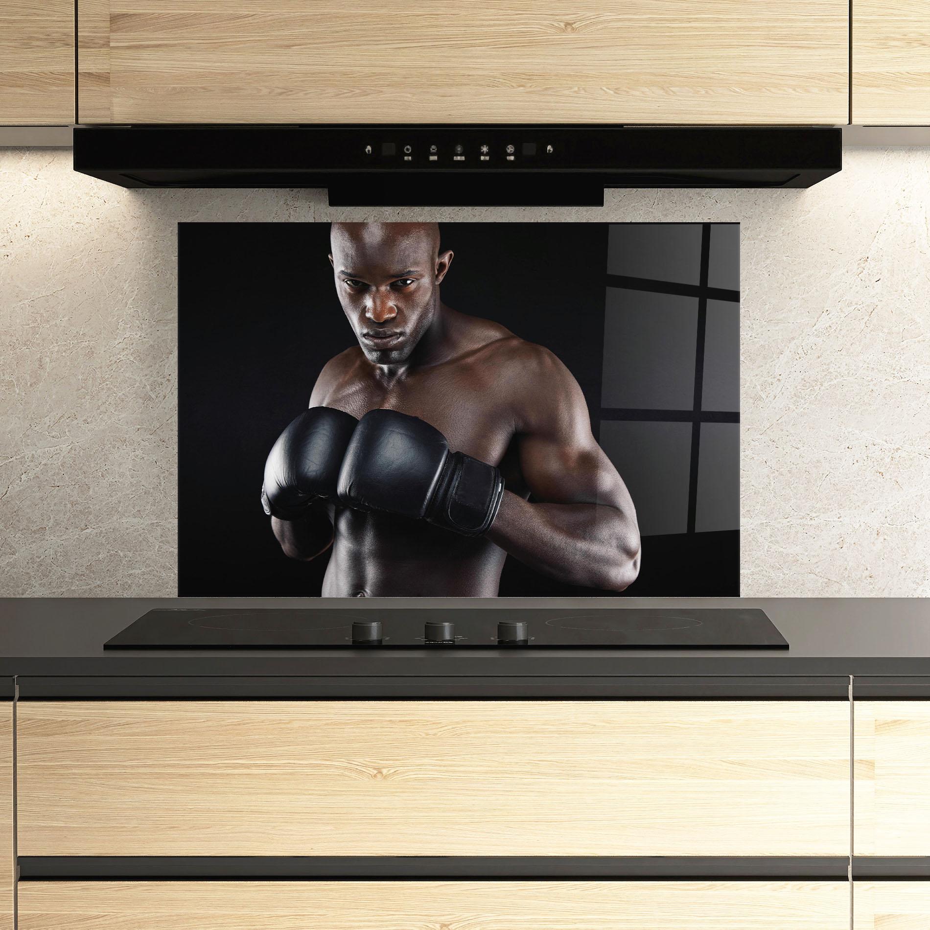 Стъклен панел за кухня Powerful Fighter mockup 3