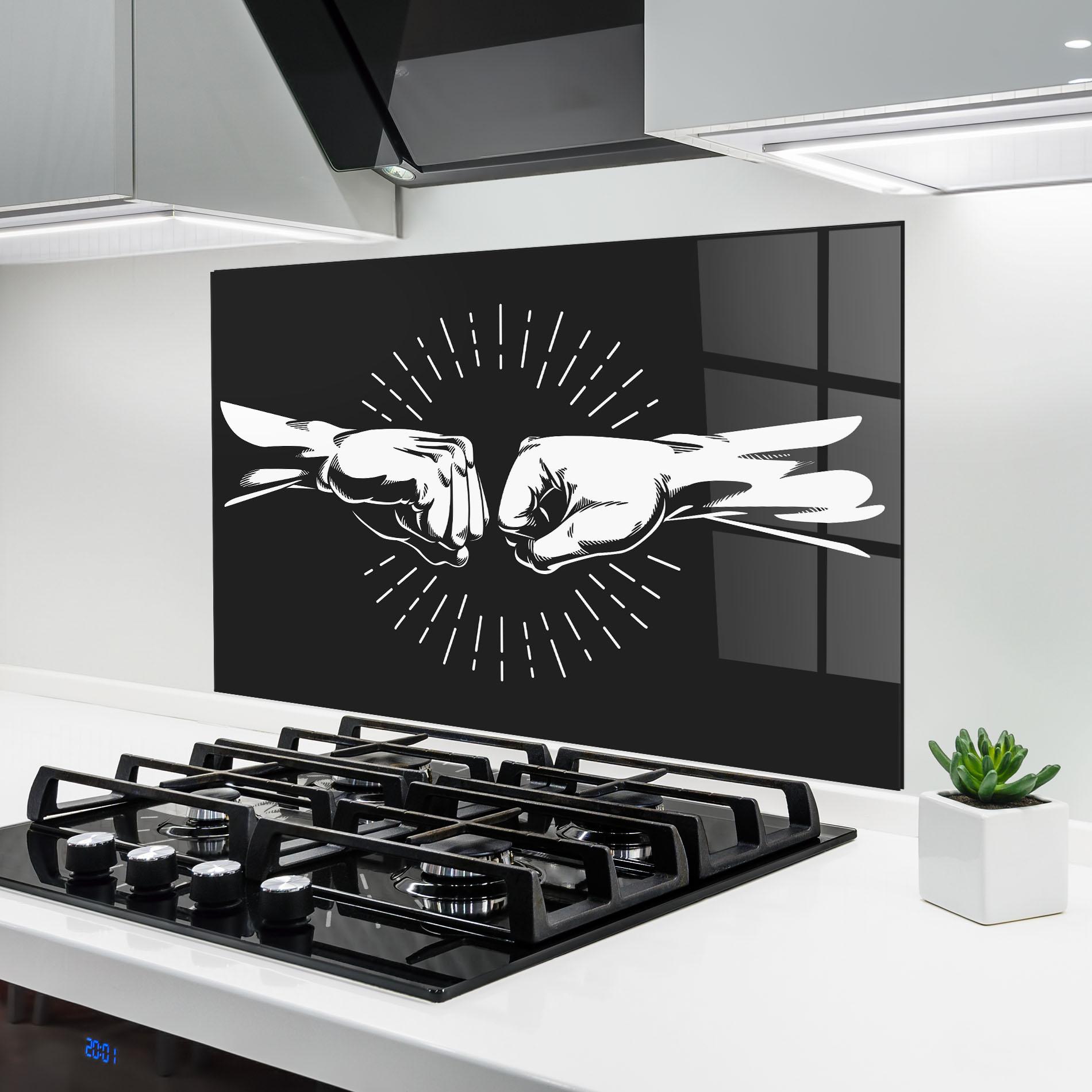 Стъклен панел за кухня Grey Handshake Box mockup 6