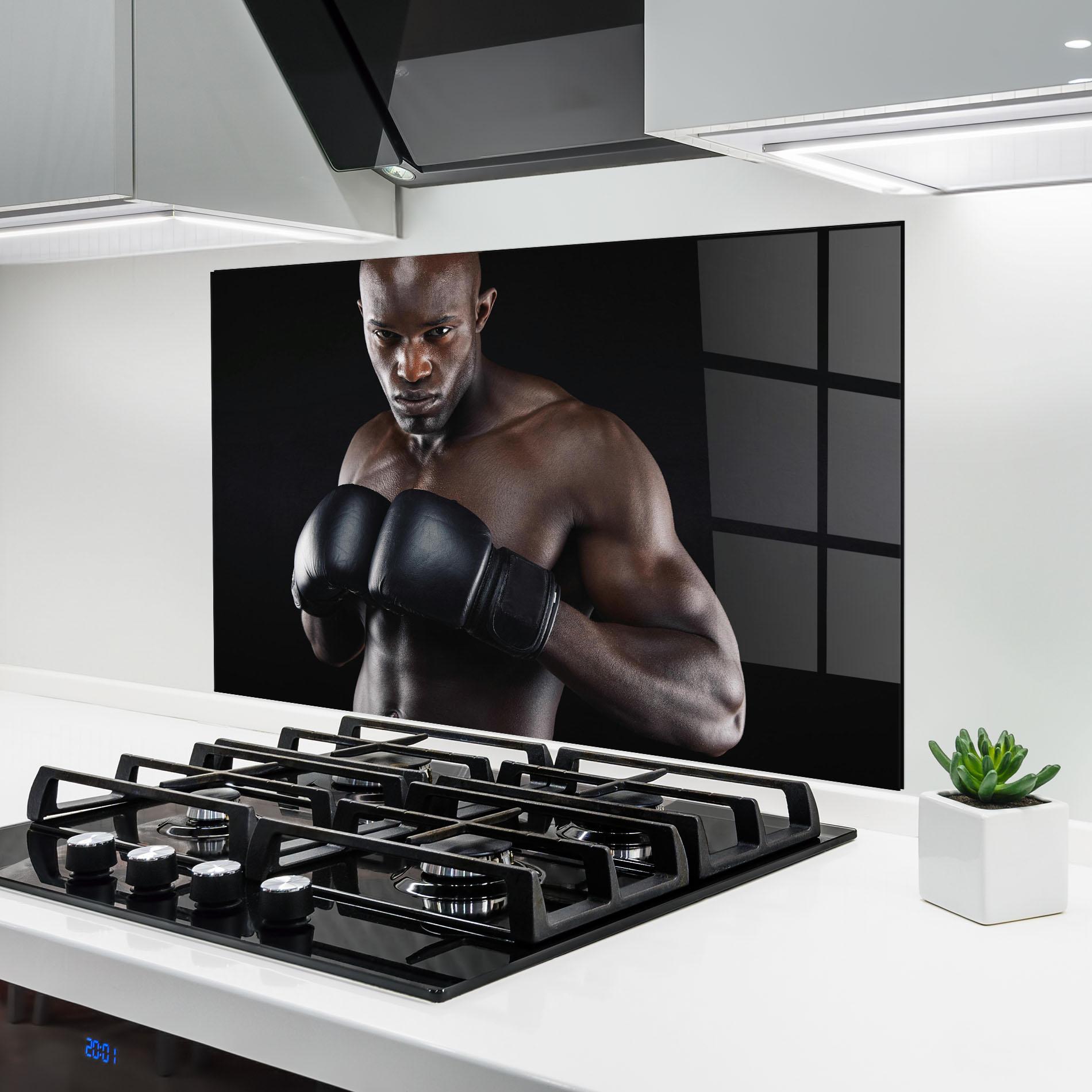 Стъклен панел за кухня Powerful Fighter mockup 6