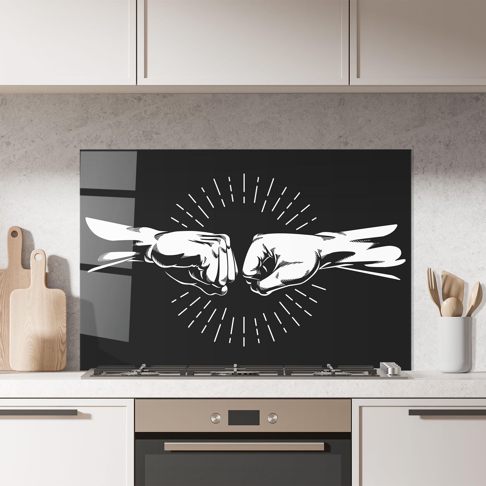 Стъклен панел за кухня Grey Handshake Box mockup 7