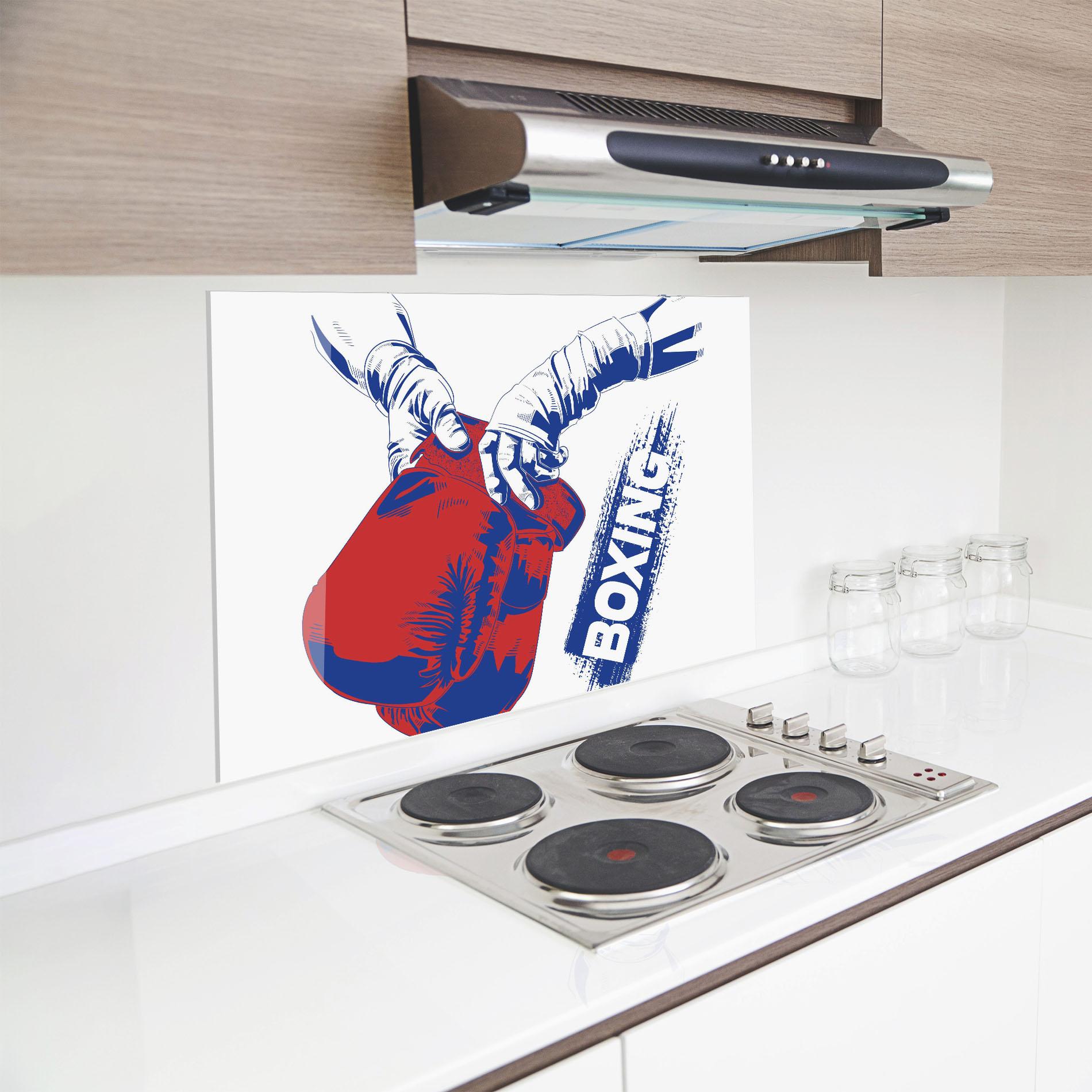 Стъклен панел за кухня Boxing Blue mockup 8