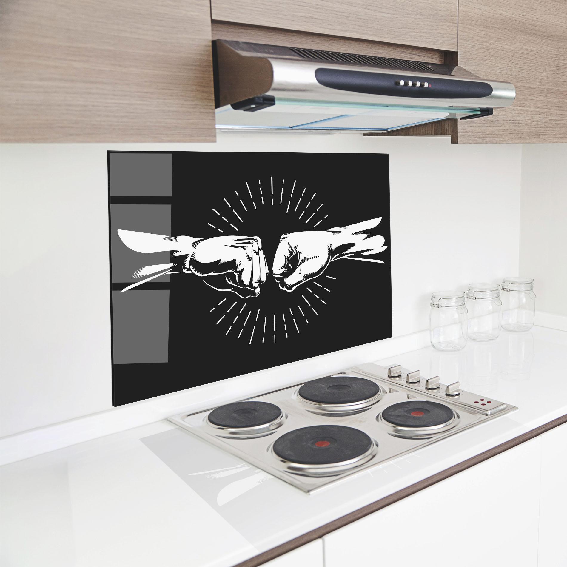 Стъклен панел за кухня Grey Handshake Box mockup 8