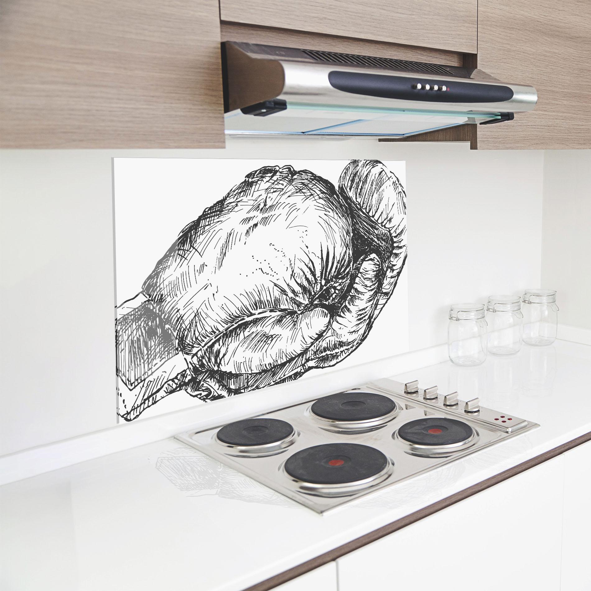 Стъклен панел за кухня Grey Line Glove mockup 8