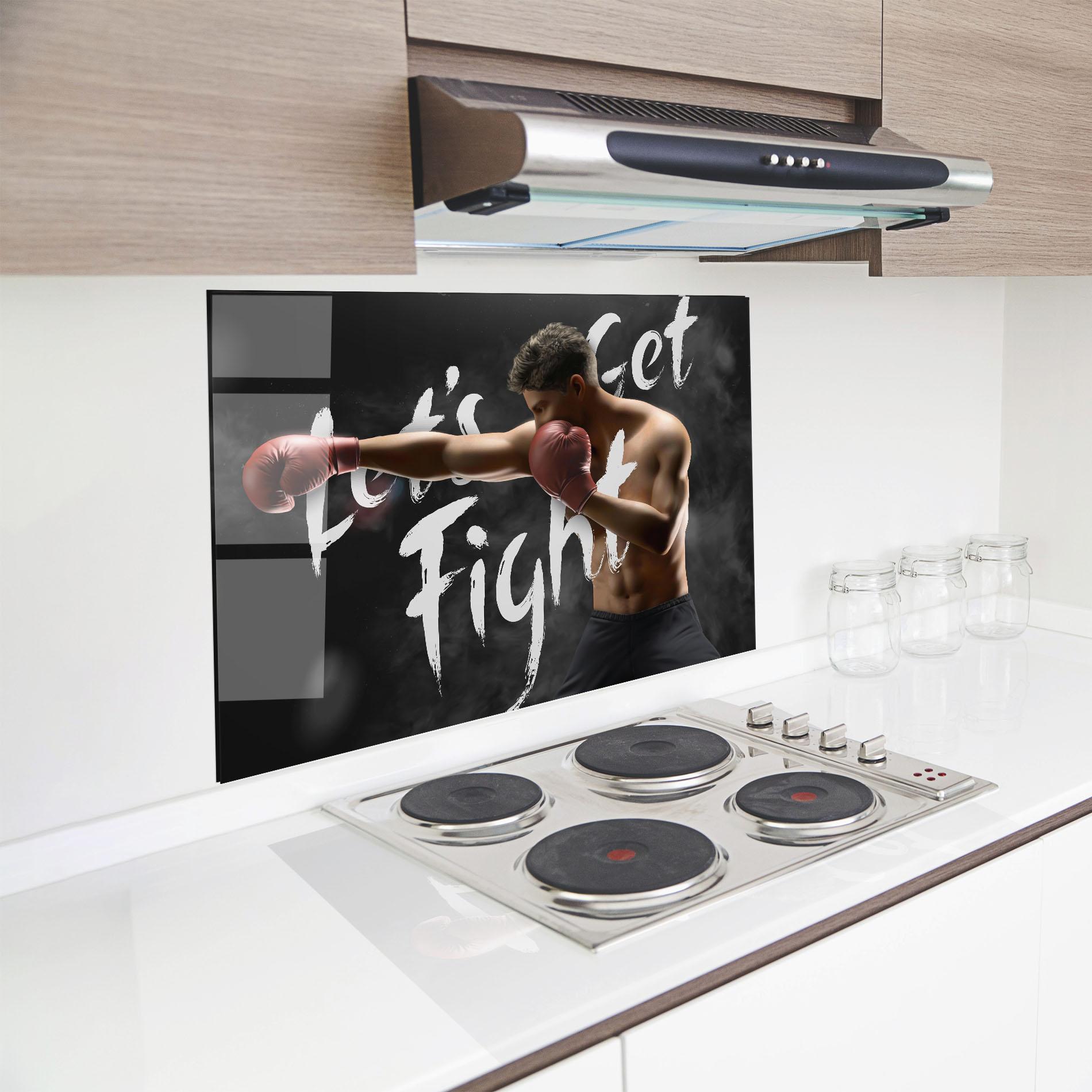 Стъклен панел за кухня Lets Get Fight mockup 8