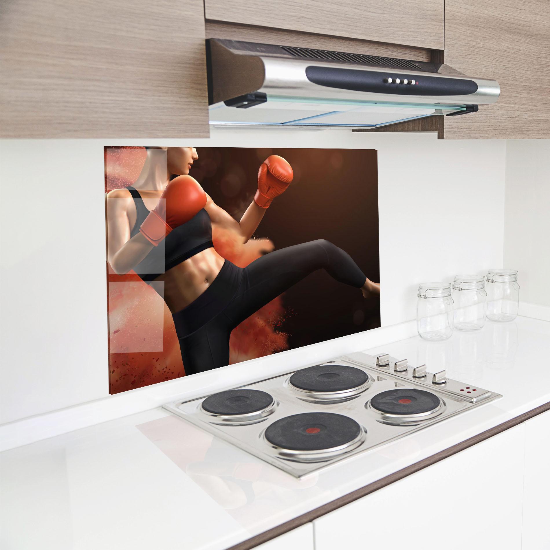 Стъклен панел за кухня Woman Box mockup 8