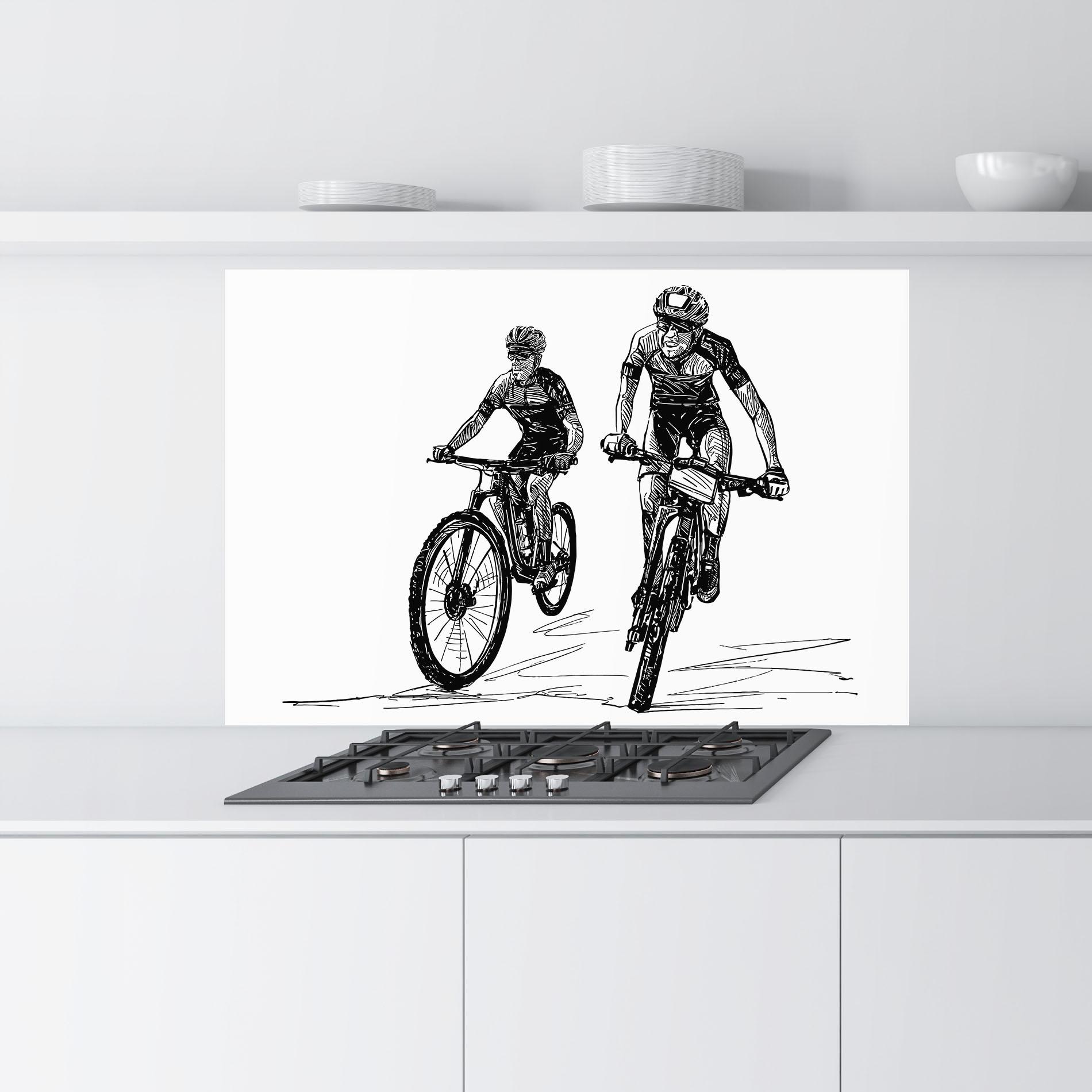 Стъклен панел за кухня Bike Couple Line mockup 9