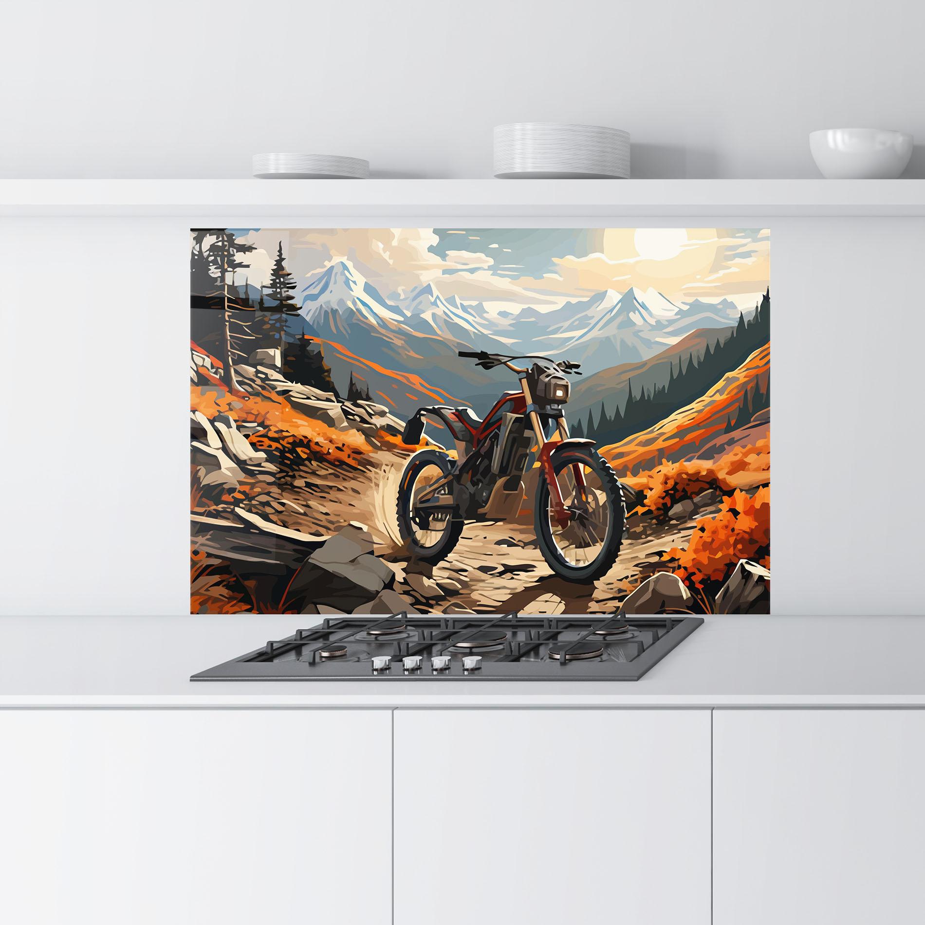 Стъклен панел за кухня Bike Mountain mockup 9