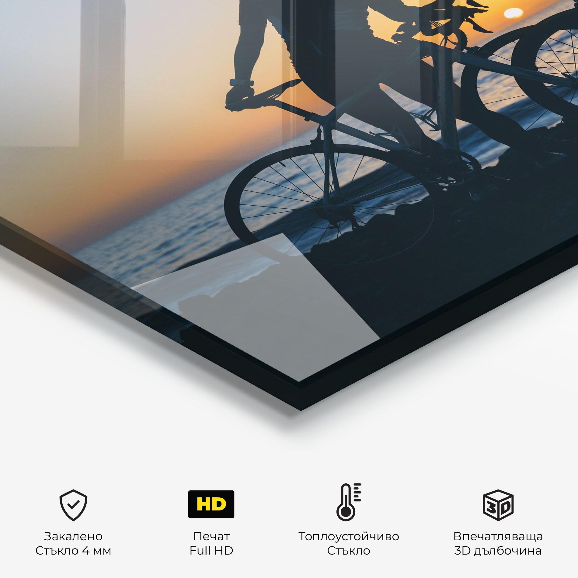 Стъклен панел за кухня Bike Couple Kissing mockup 2