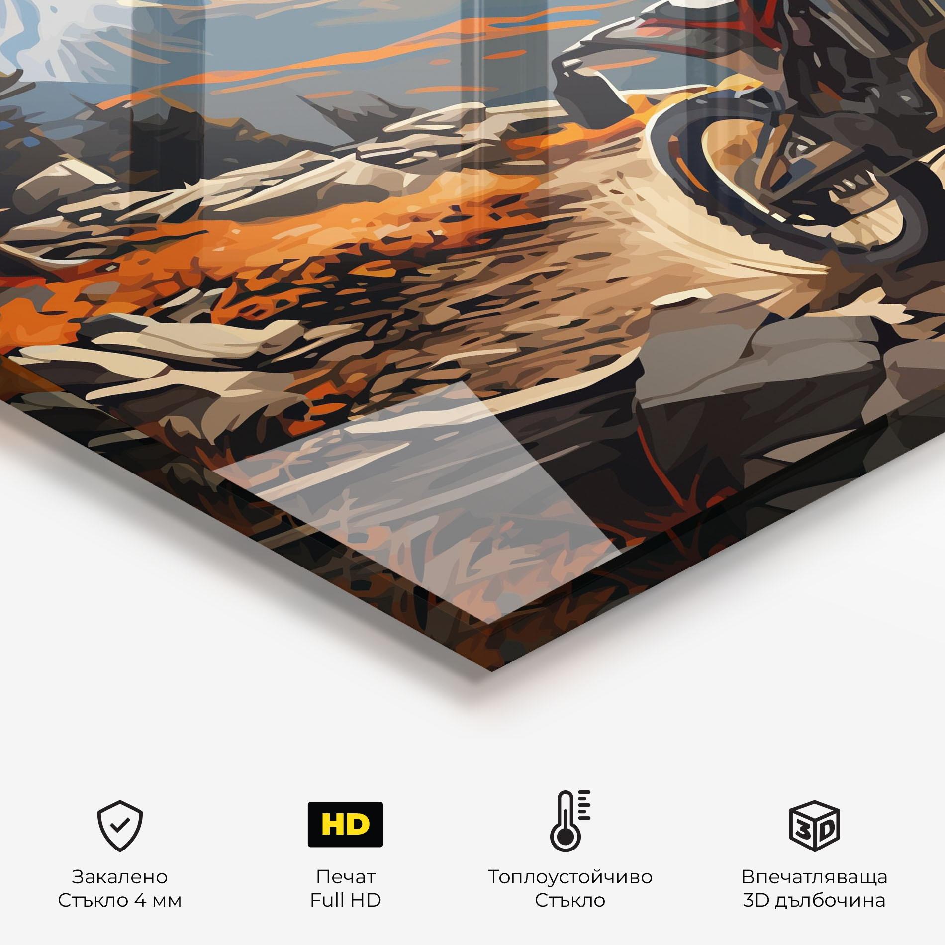 Стъклен панел за кухня Bike Mountain mockup 2