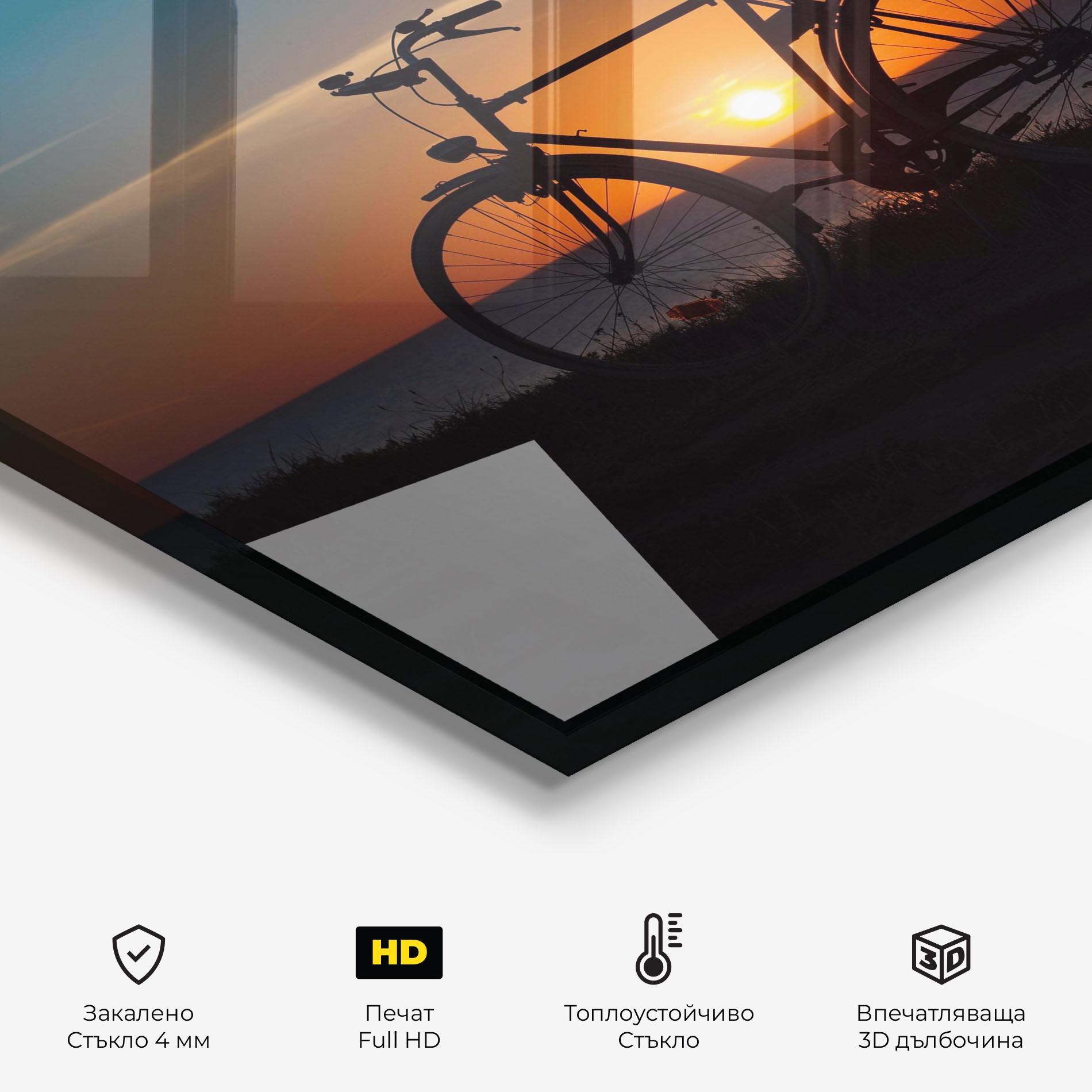 Стъклен панел за кухня Bike Silhouette mockup 2