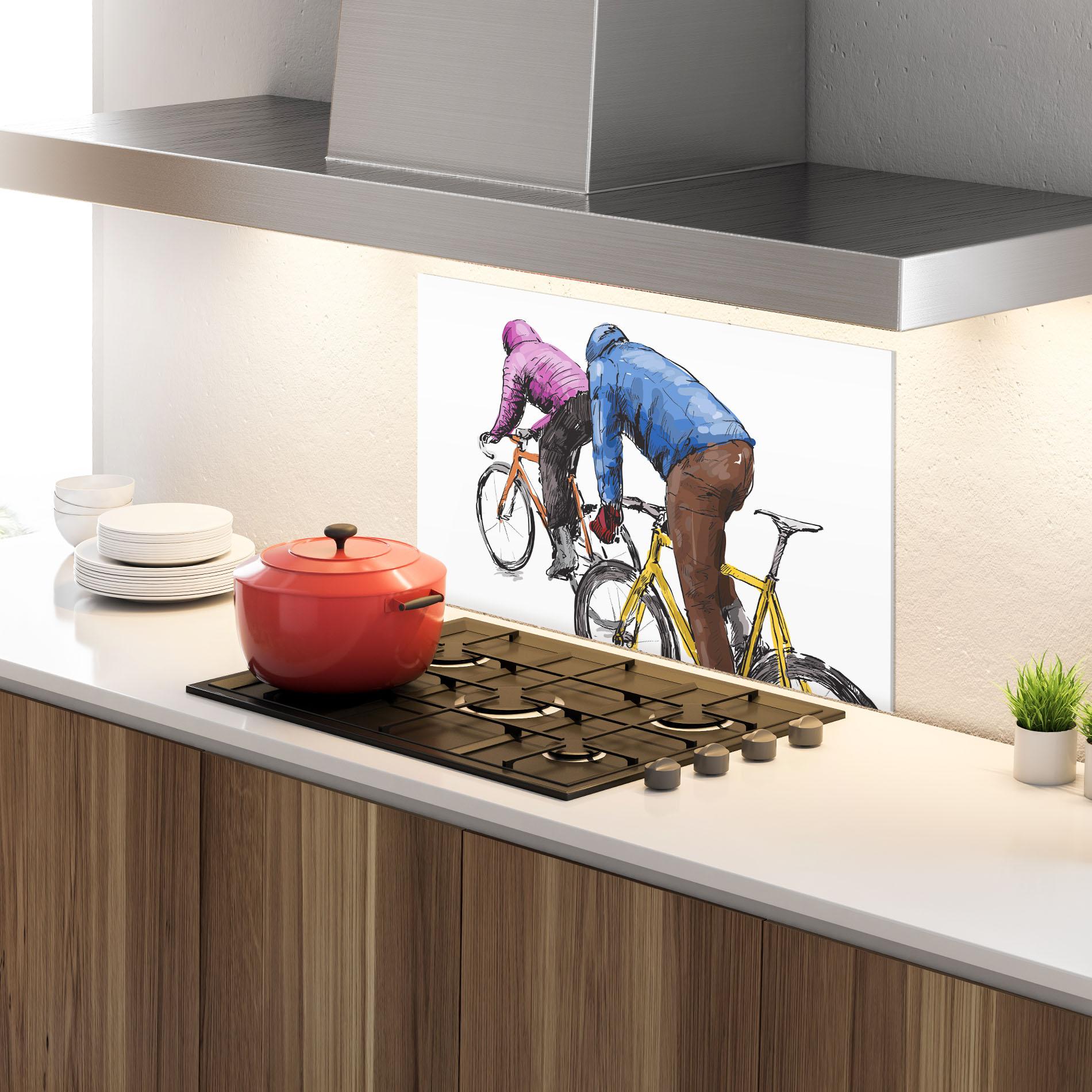 Стъклен панел за кухня Bike Trip mockup 4