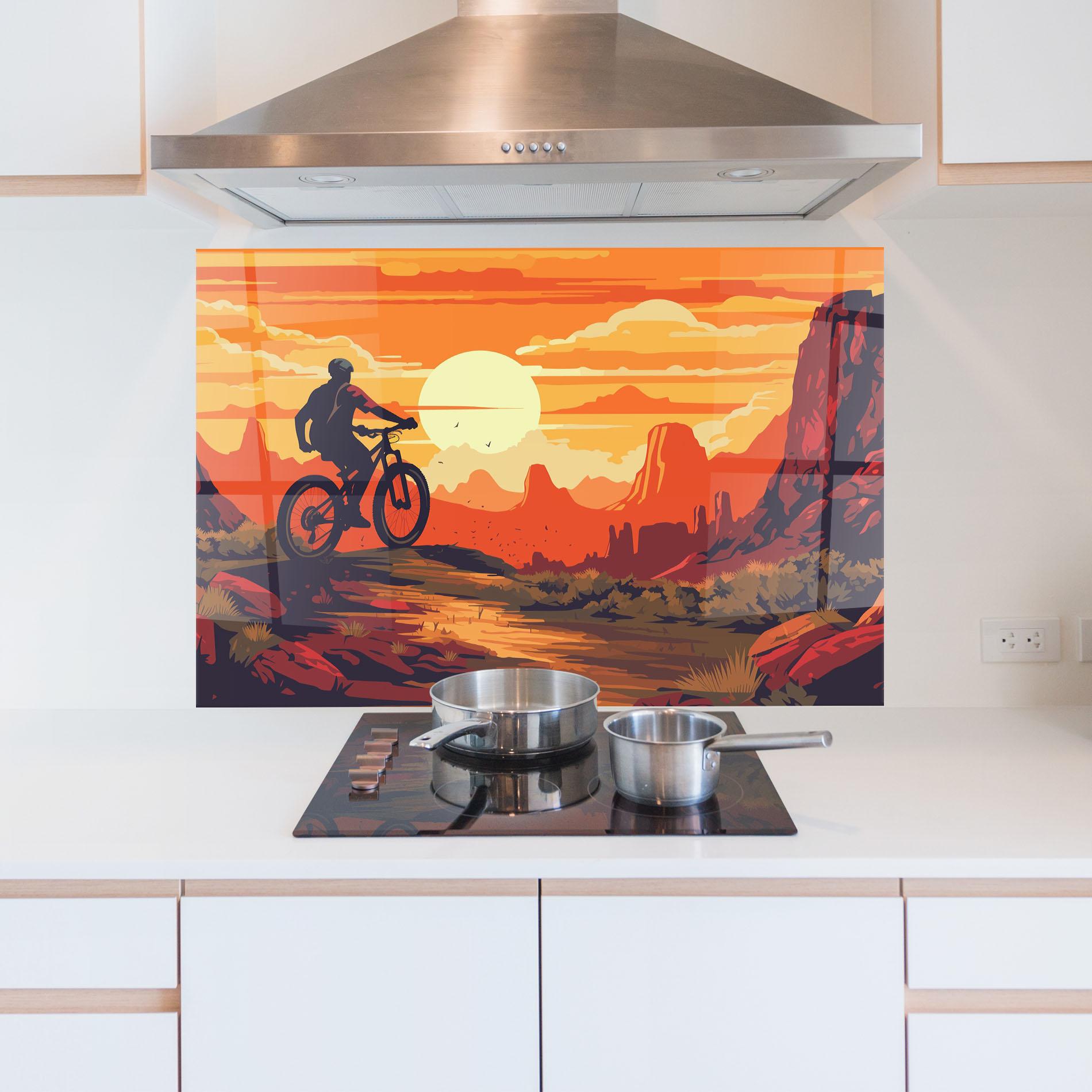 Стъклен панел за кухня Bike Mountain View mockup 5