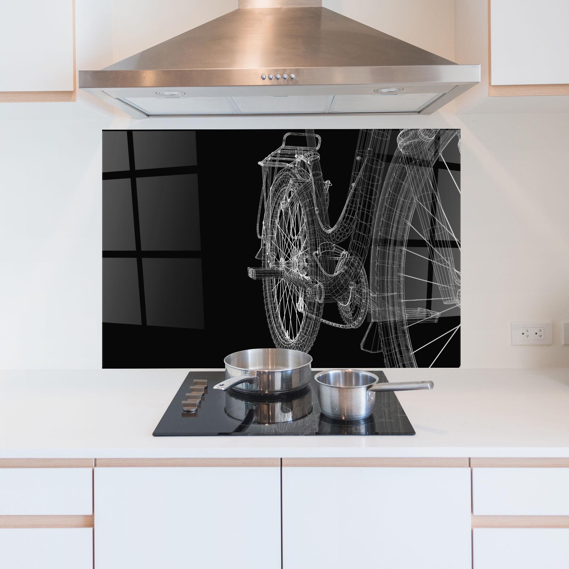 Стъклен панел за кухня Bike Wire Model 3d mockup 5