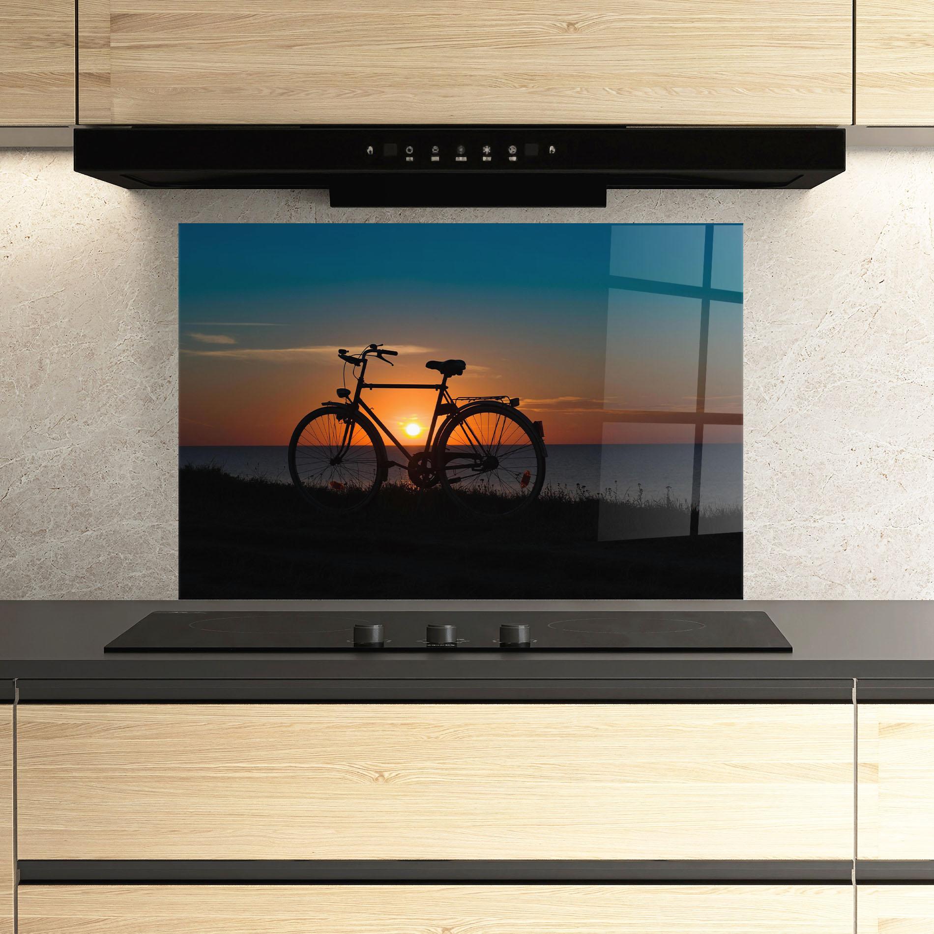 Стъклен панел за кухня Bike Silhouette mockup 3