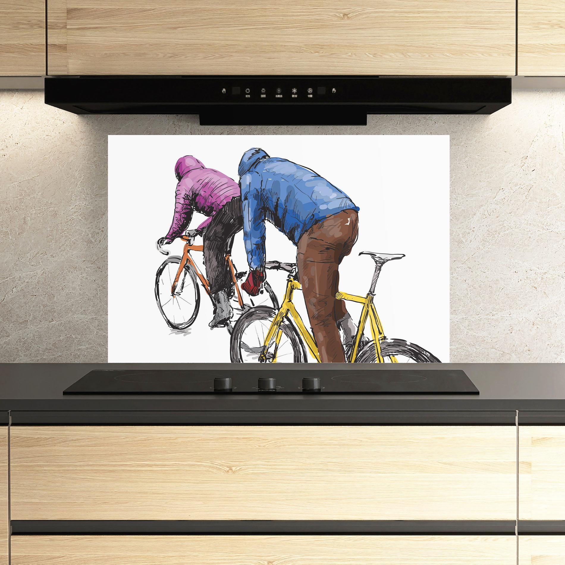 Стъклен панел за кухня Bike Trip mockup 3