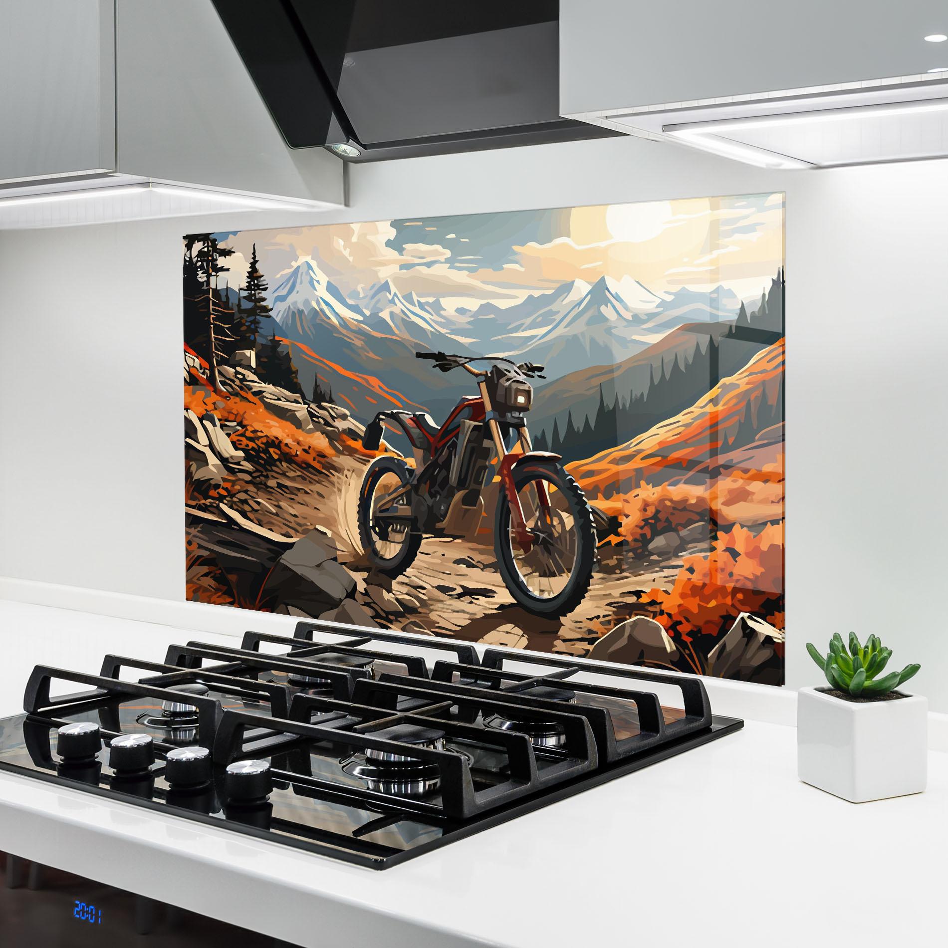 Стъклен панел за кухня Bike Mountain mockup 6