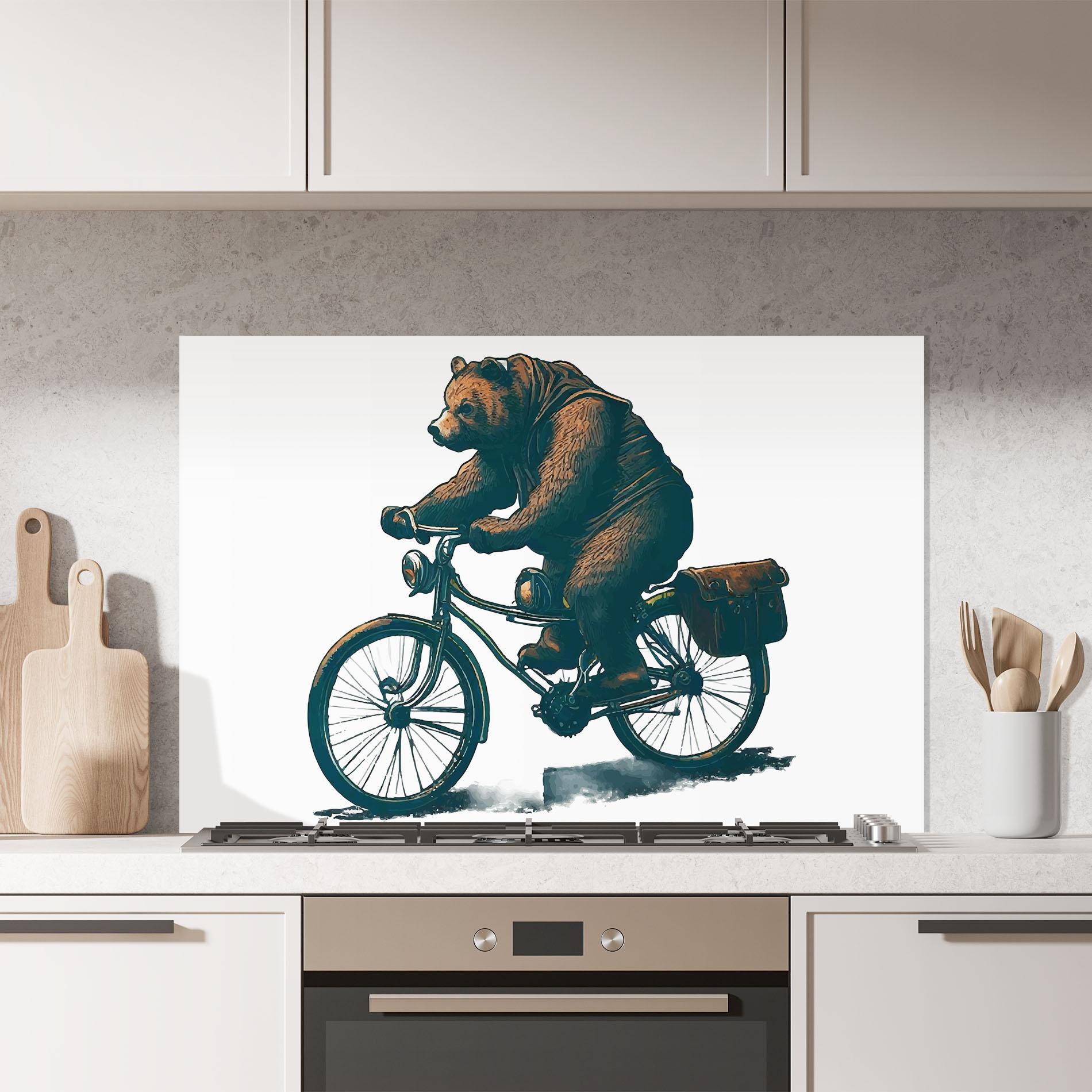 Стъклен панел за кухня Bear Bike mockup 7