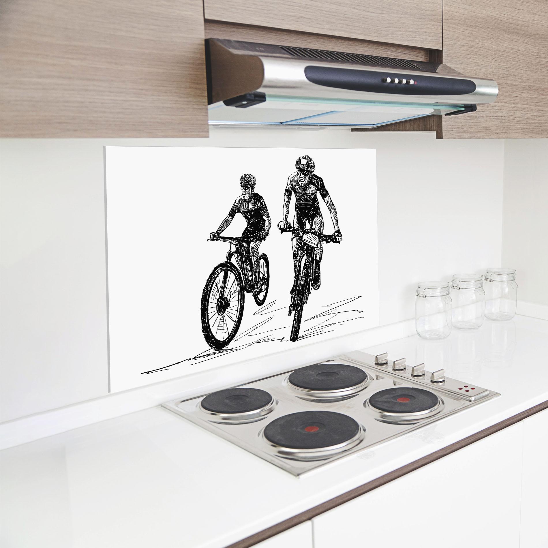 Стъклен панел за кухня Bike Couple Line mockup 8