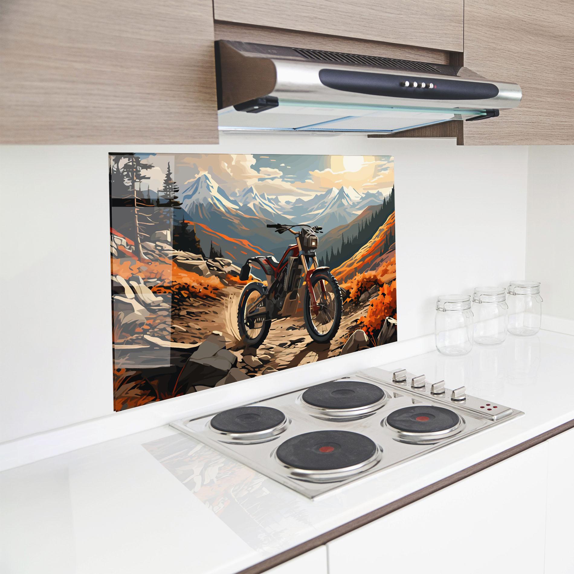 Стъклен панел за кухня Bike Mountain mockup 8