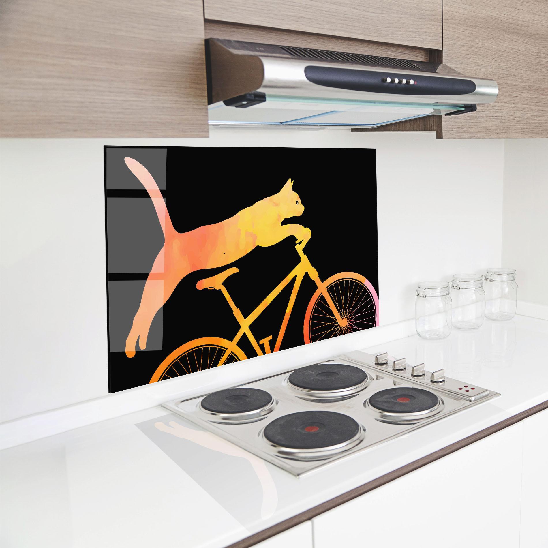 Стъклен панел за кухня Cat Bike mockup 8
