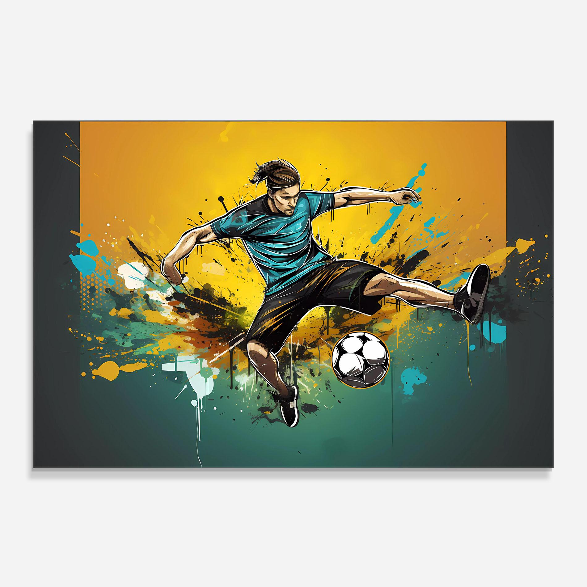 Стъклен панел за кухня Player Kicks Ball mockup 0