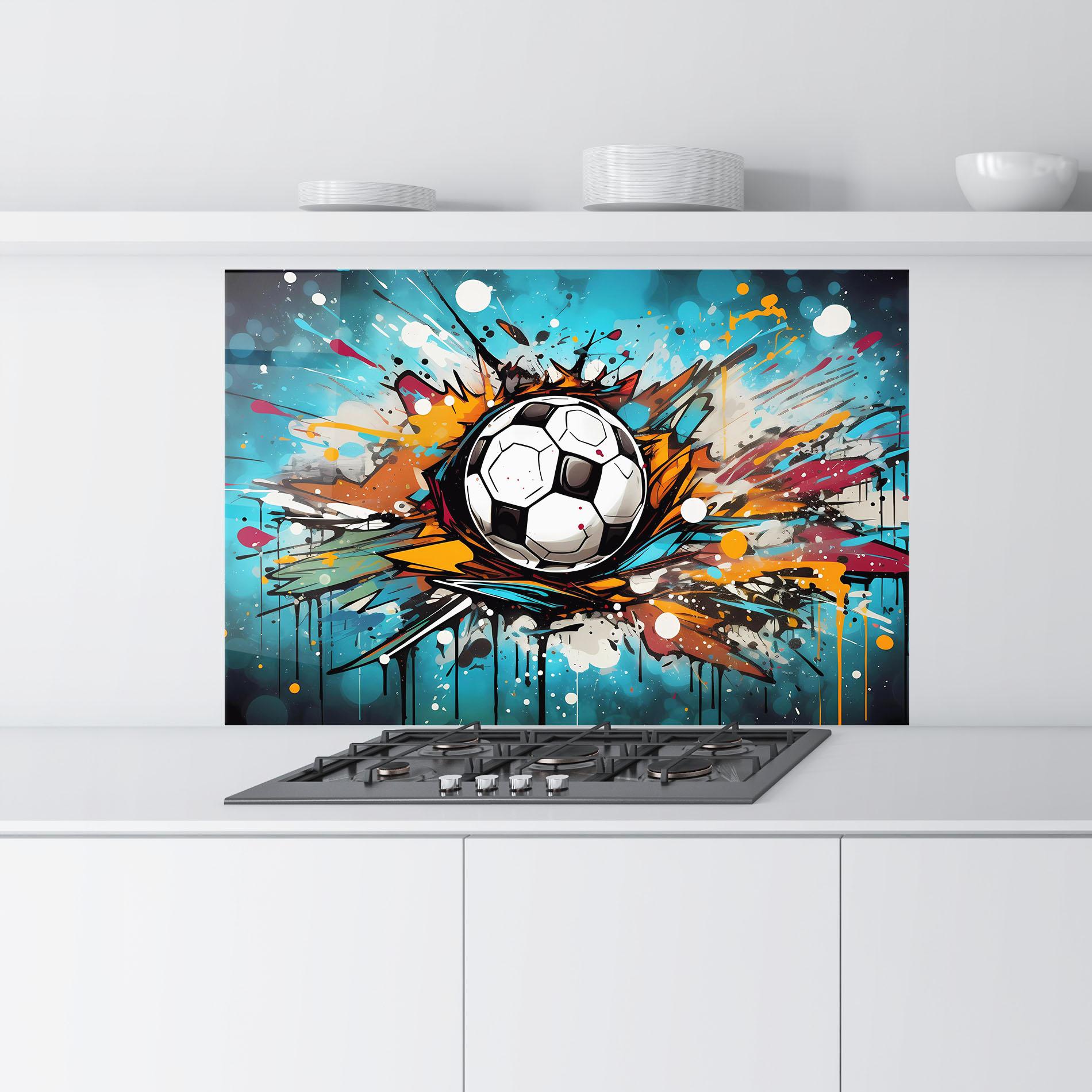 Стъклен панел за кухня Football Graffiti Style mockup 9