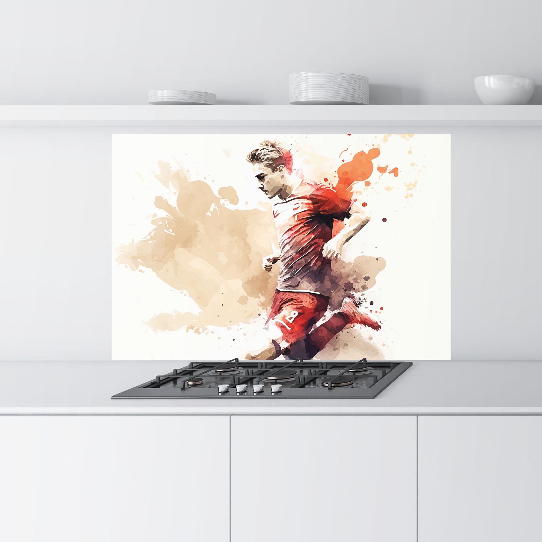 Стъклен панел за кухня Football Red Cream mockup 9