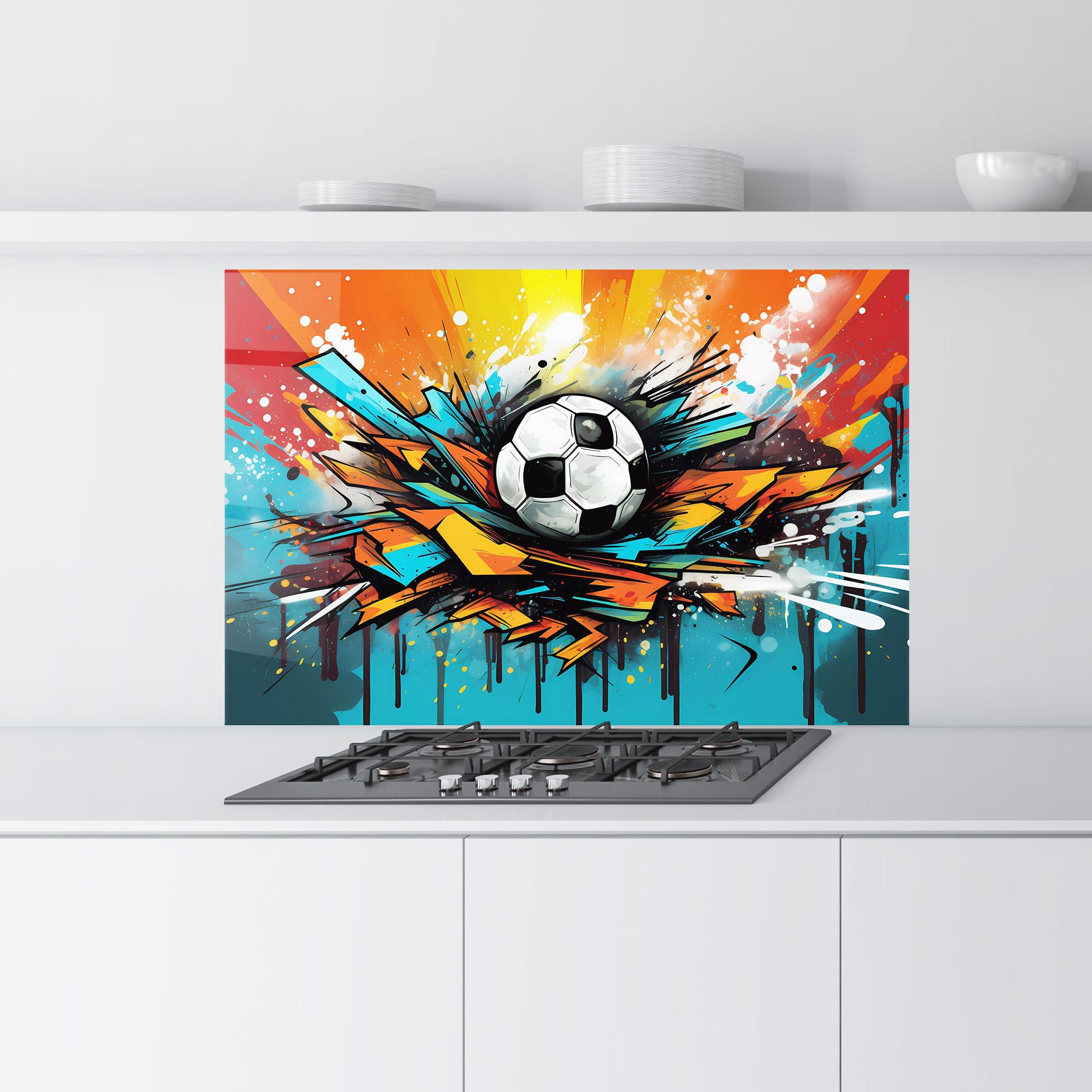 Стъклен панел за кухня Graffiti Style Football mockup 9