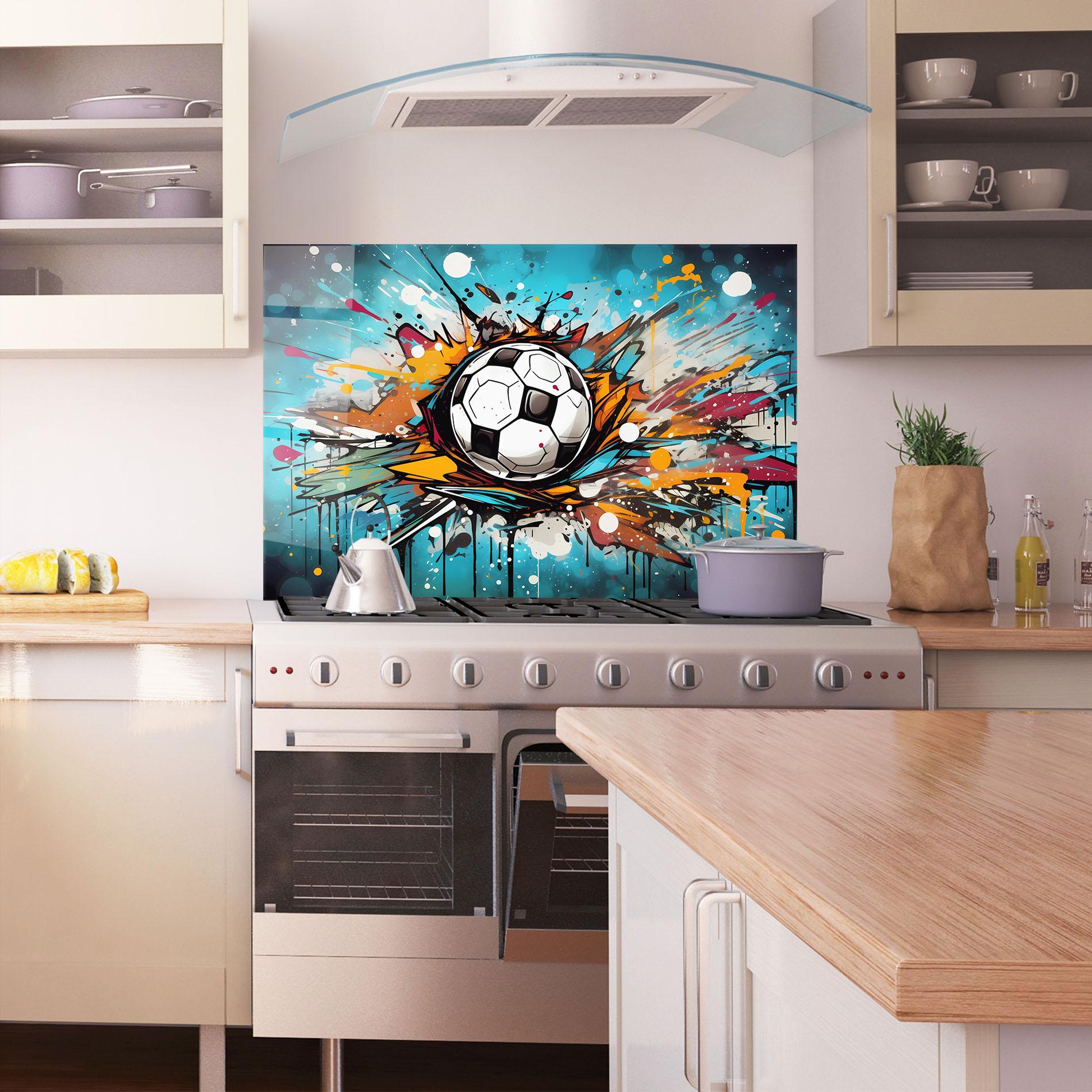 Стъклен панел за кухня Football Graffiti Style mockup 1