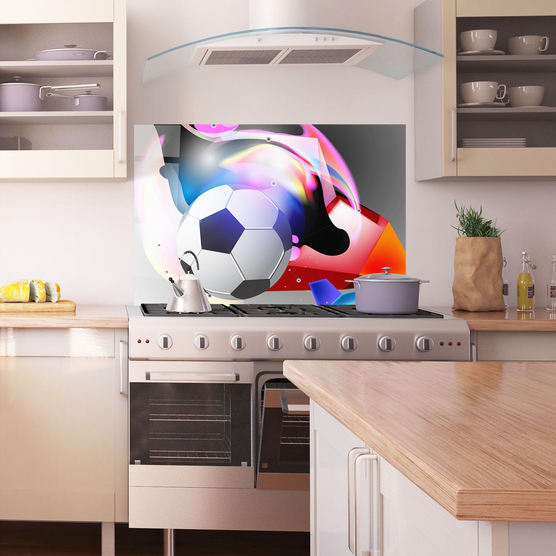 Стъклен панел за кухня Pink Blue Football Art mockup 1