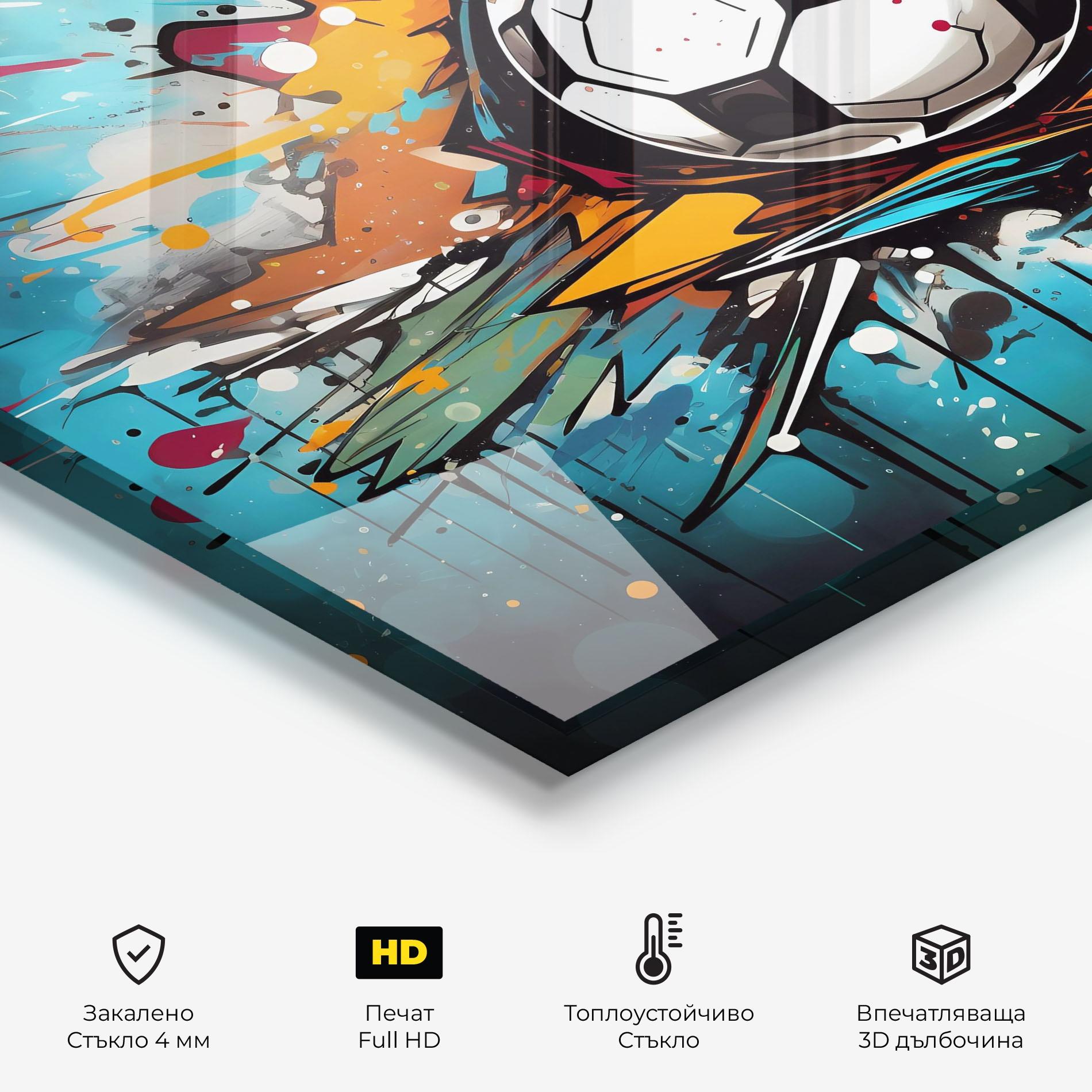 Стъклен панел за кухня Football Graffiti Style mockup 2