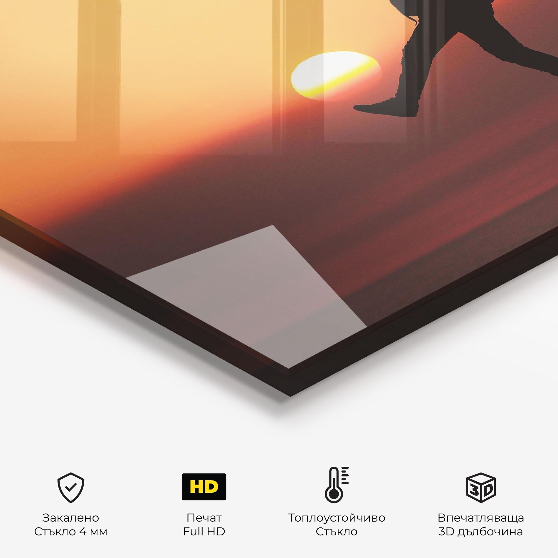 Стъклен панел за кухня Football With The Sun mockup 2