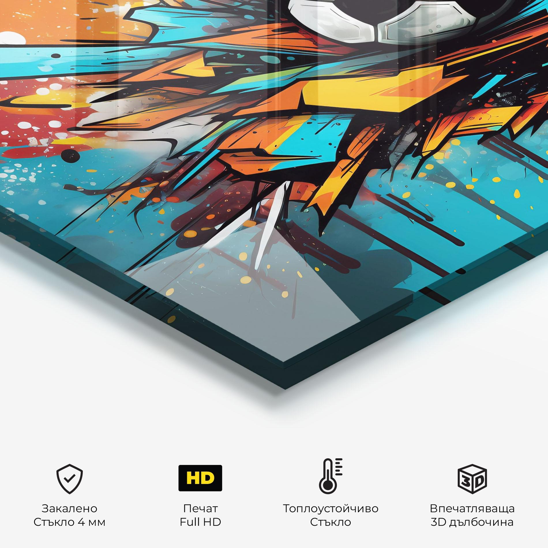 Стъклен панел за кухня Graffiti Style Football mockup 2