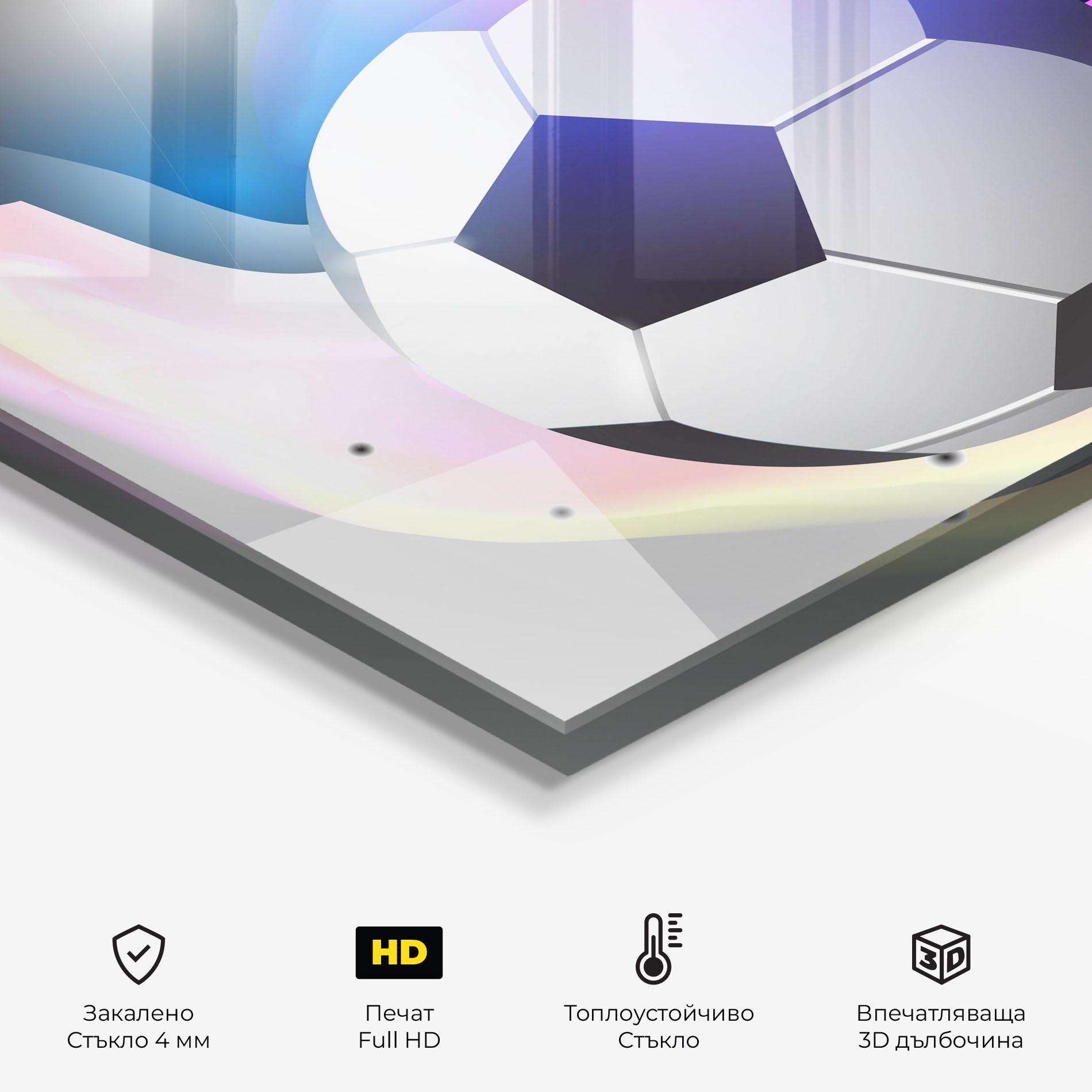 Стъклен панел за кухня Pink Blue Football Art mockup 2