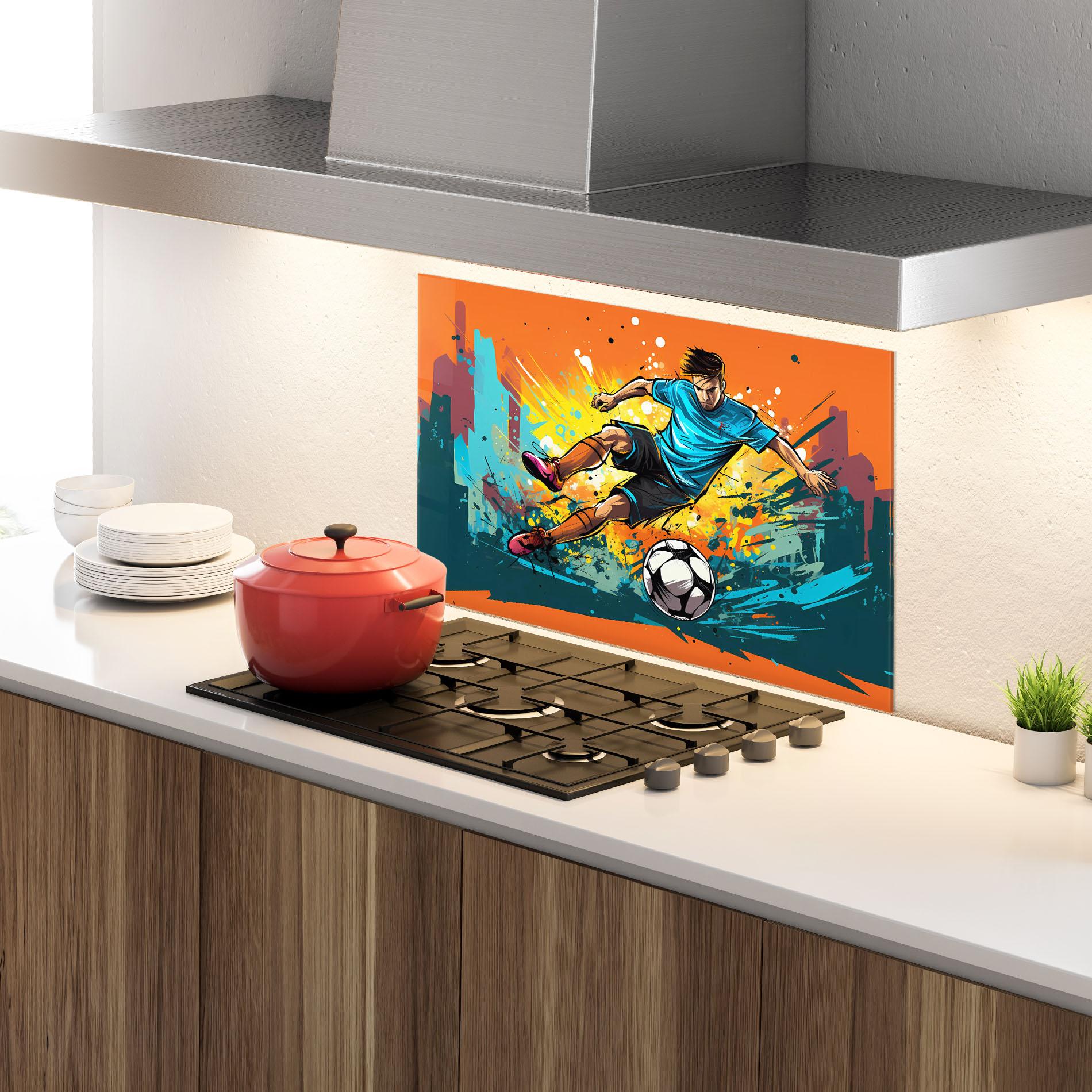 Стъклен панел за кухня Blue Tshirt Football mockup 4