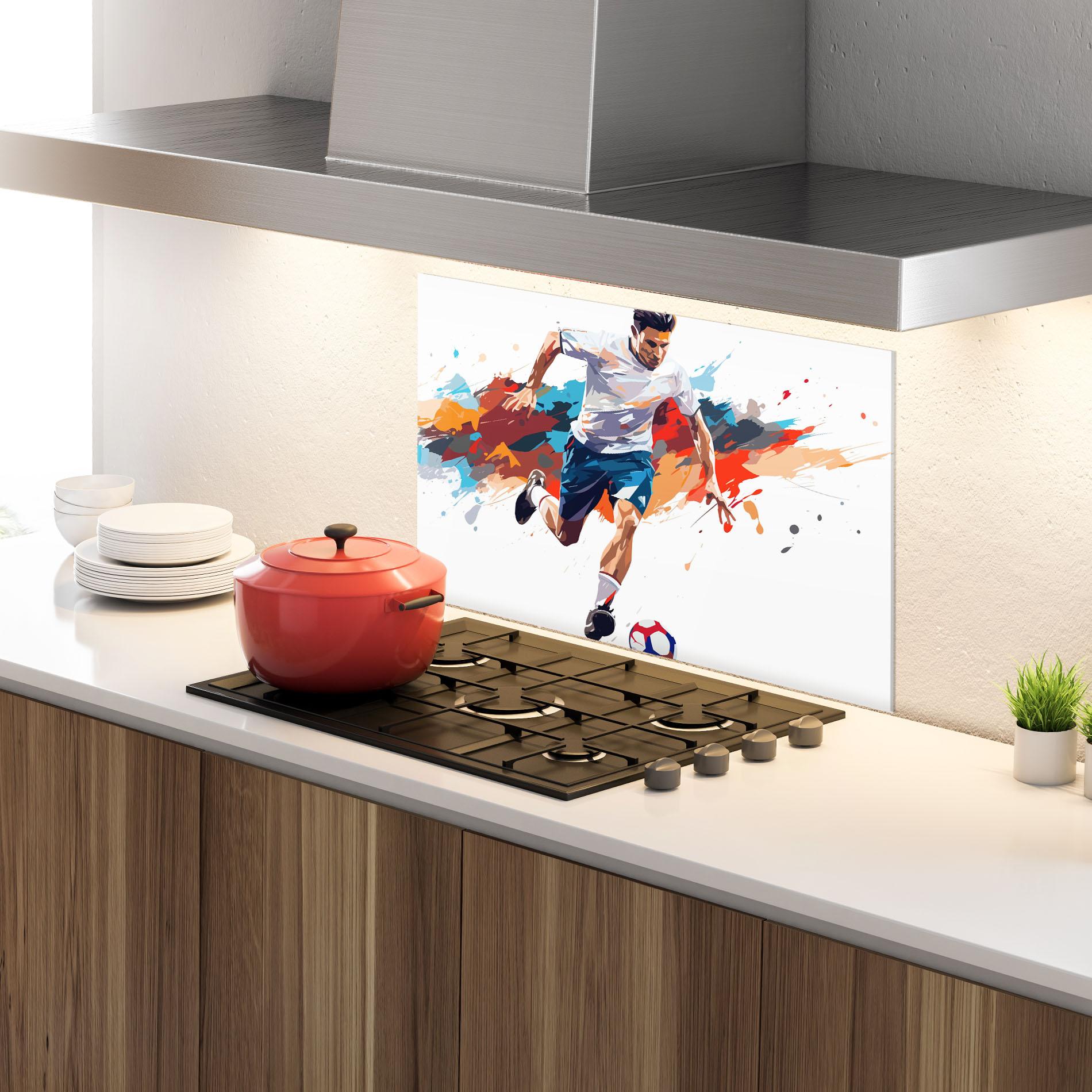 Стъклен панел за кухня Grey Blue Football mockup 4