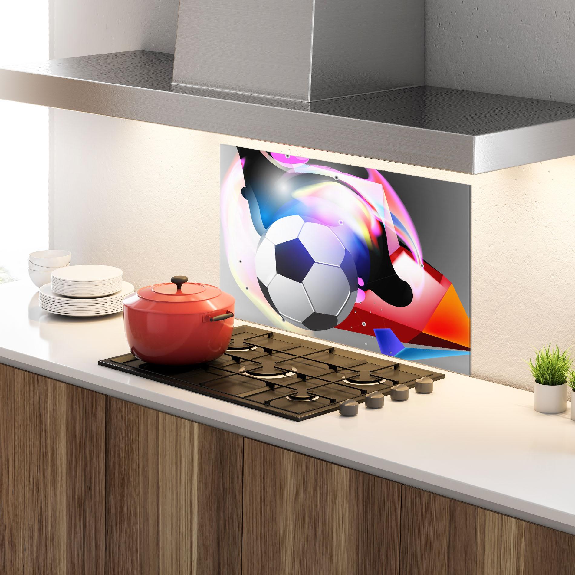 Стъклен панел за кухня Pink Blue Football Art mockup 4