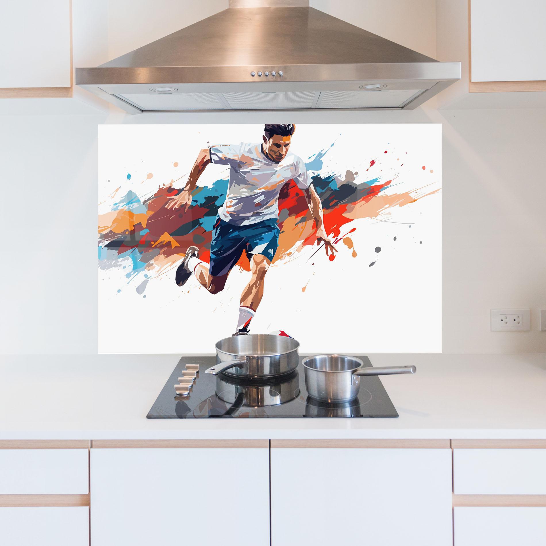 Стъклен панел за кухня Grey Blue Football mockup 5