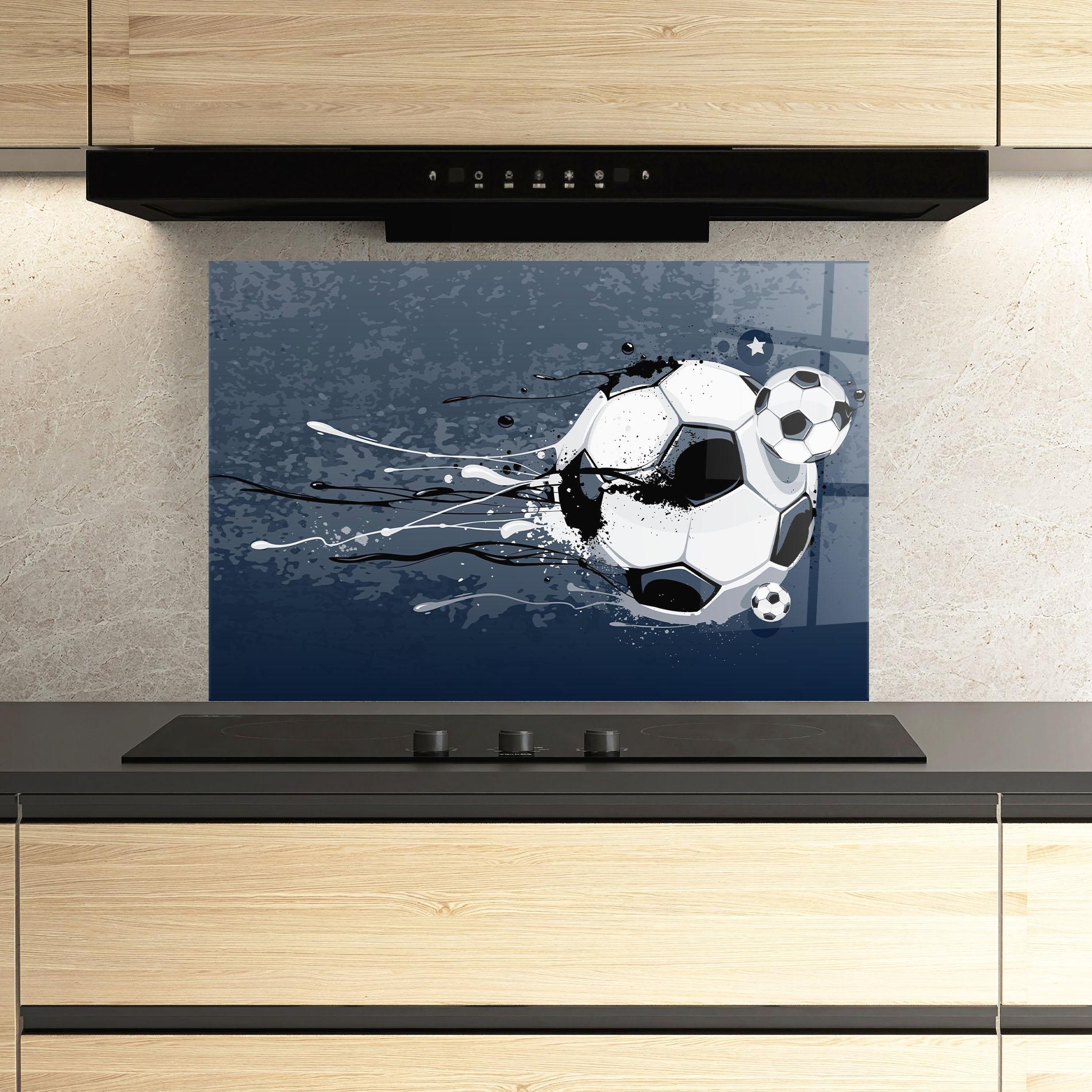 Стъклен панел за кухня Blue Football mockup 3