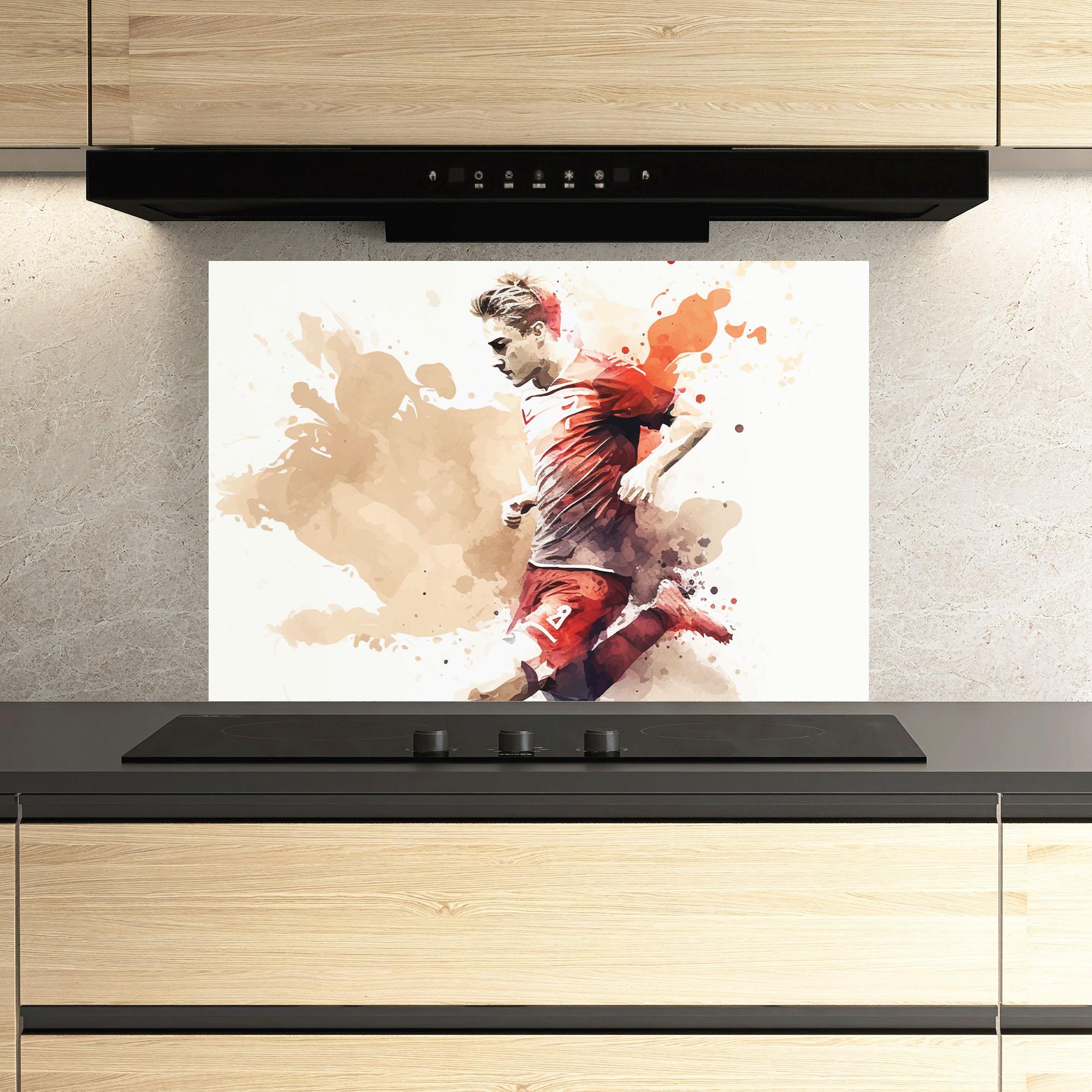 Стъклен панел за кухня Football Red Cream mockup 3