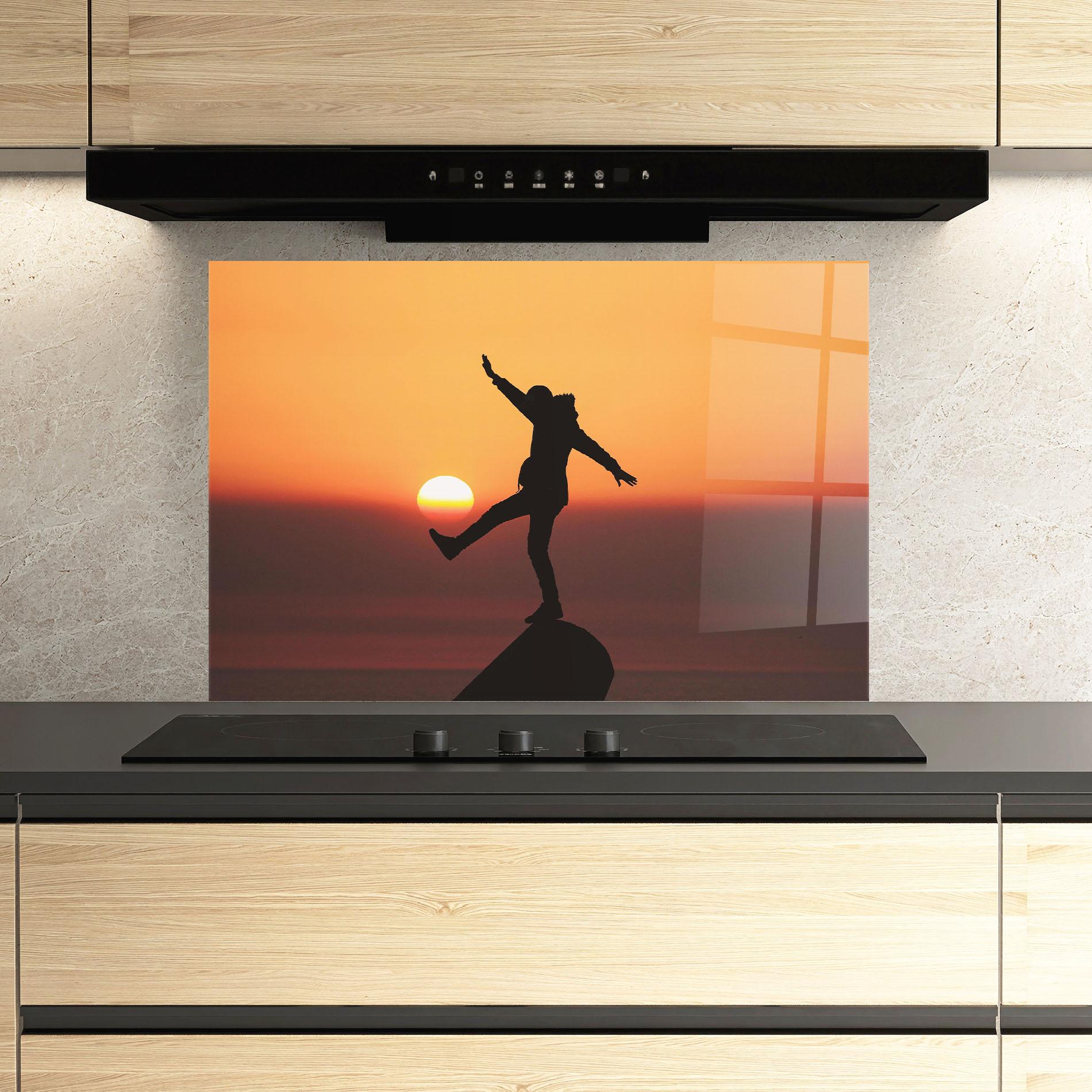 Стъклен панел за кухня Football With The Sun mockup 3