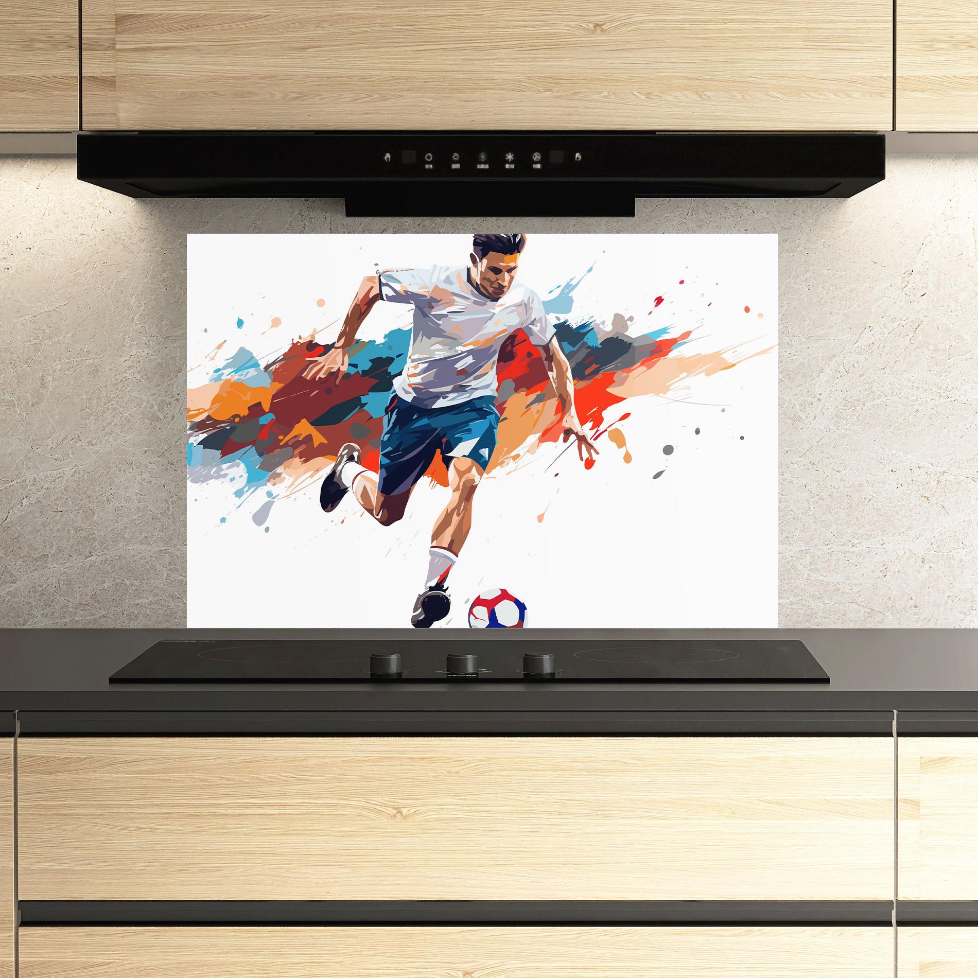 Стъклен панел за кухня Grey Blue Football mockup 3