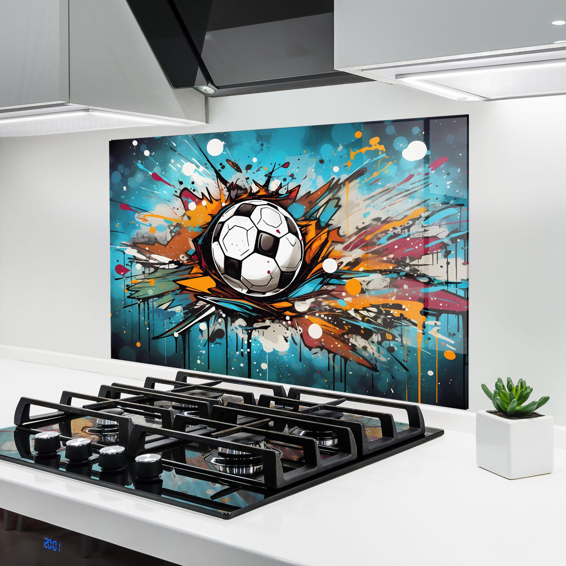 Стъклен панел за кухня Football Graffiti Style mockup 6