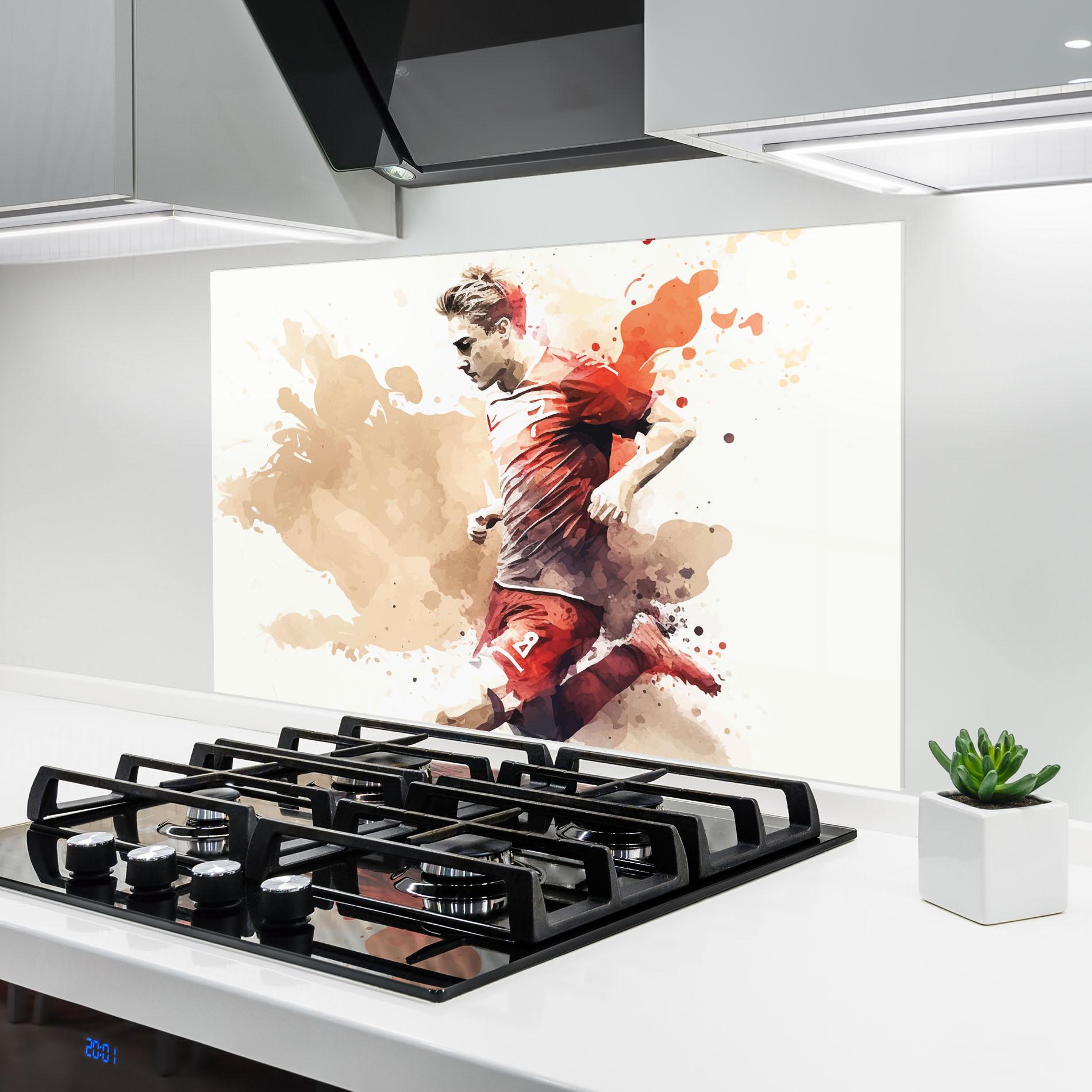 Стъклен панел за кухня Football Red Cream mockup 6