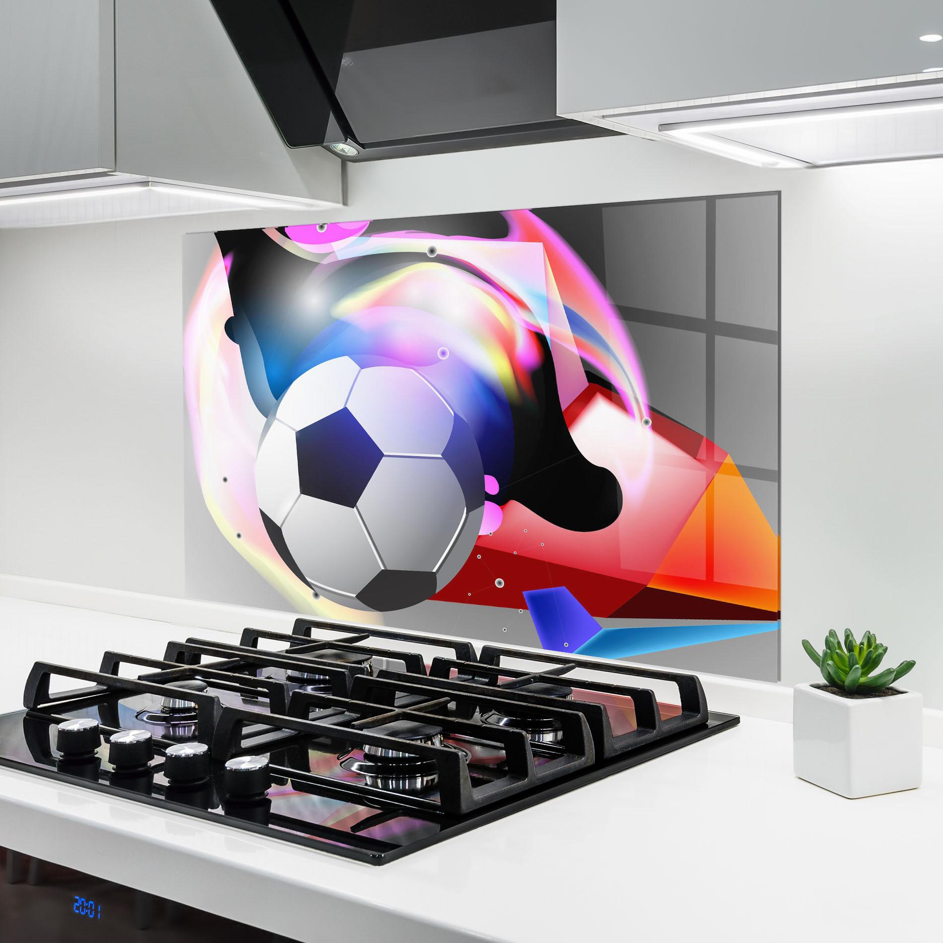 Стъклен панел за кухня Pink Blue Football Art mockup 6