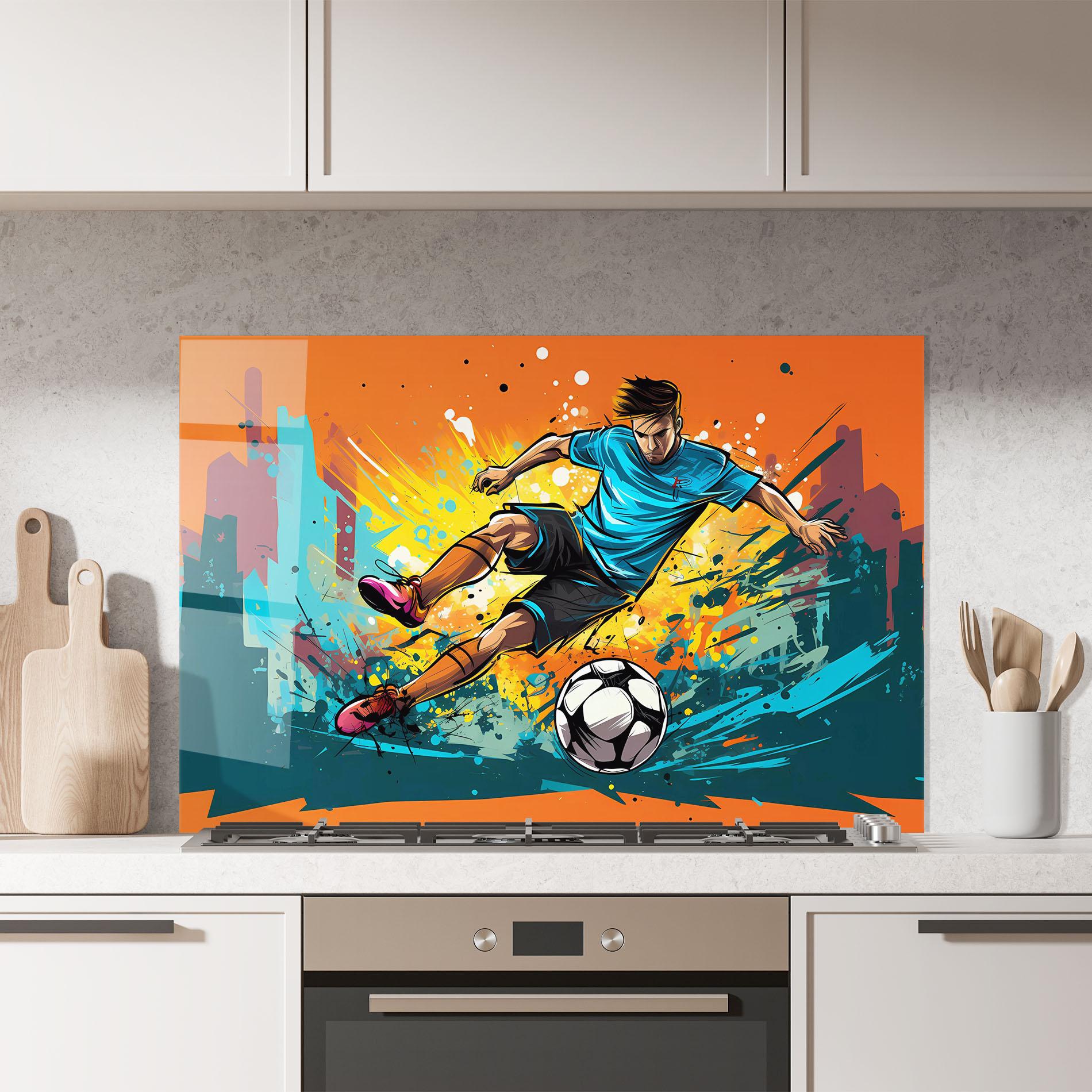 Стъклен панел за кухня Blue Tshirt Football mockup 7